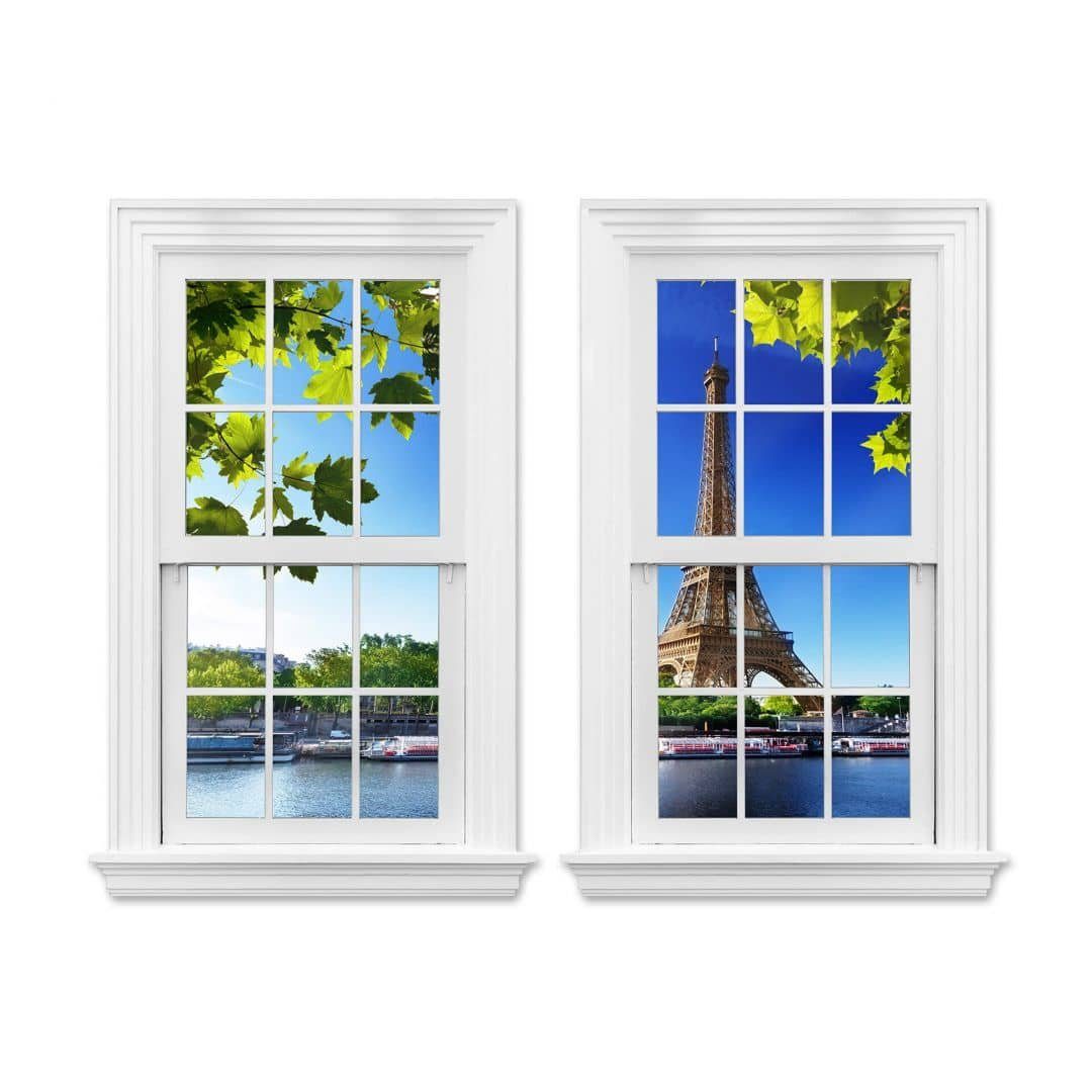 K&L Wall Art Wandtattoo 3D Stadt Wandtattoo Aufkleber Fenster selbstklebend Weltreise Sommer Wandbild Frankreich Paris, Urlaub in