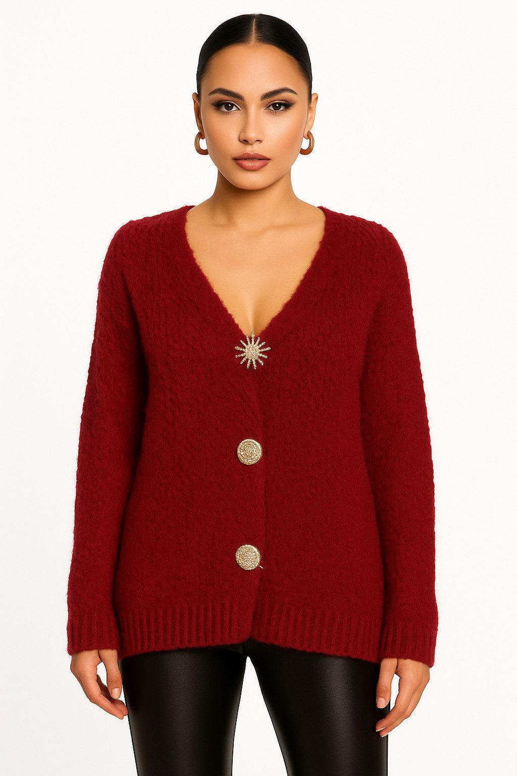 Worldclassca Cardigan WORLDCLASSCA Strickjacke Oversize Cardigan Strickpulllover mit Knopf Neue Kollektion - Stilvolle und gemütliche Strickmode für Damen