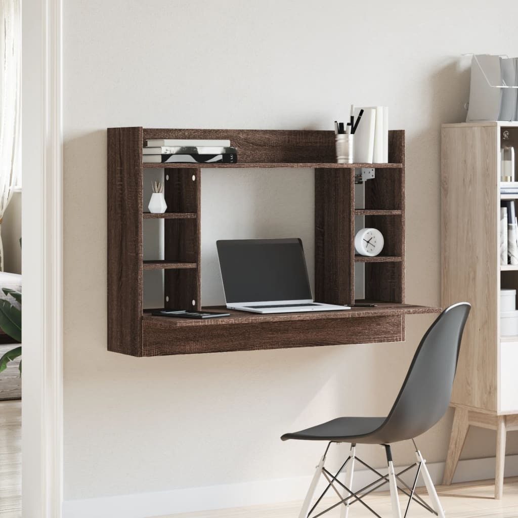 vidaXL Schreibtisch Wand-Schreibtisch Braun Eichen-Optik 105x48x75 cm Holzwerkstoff