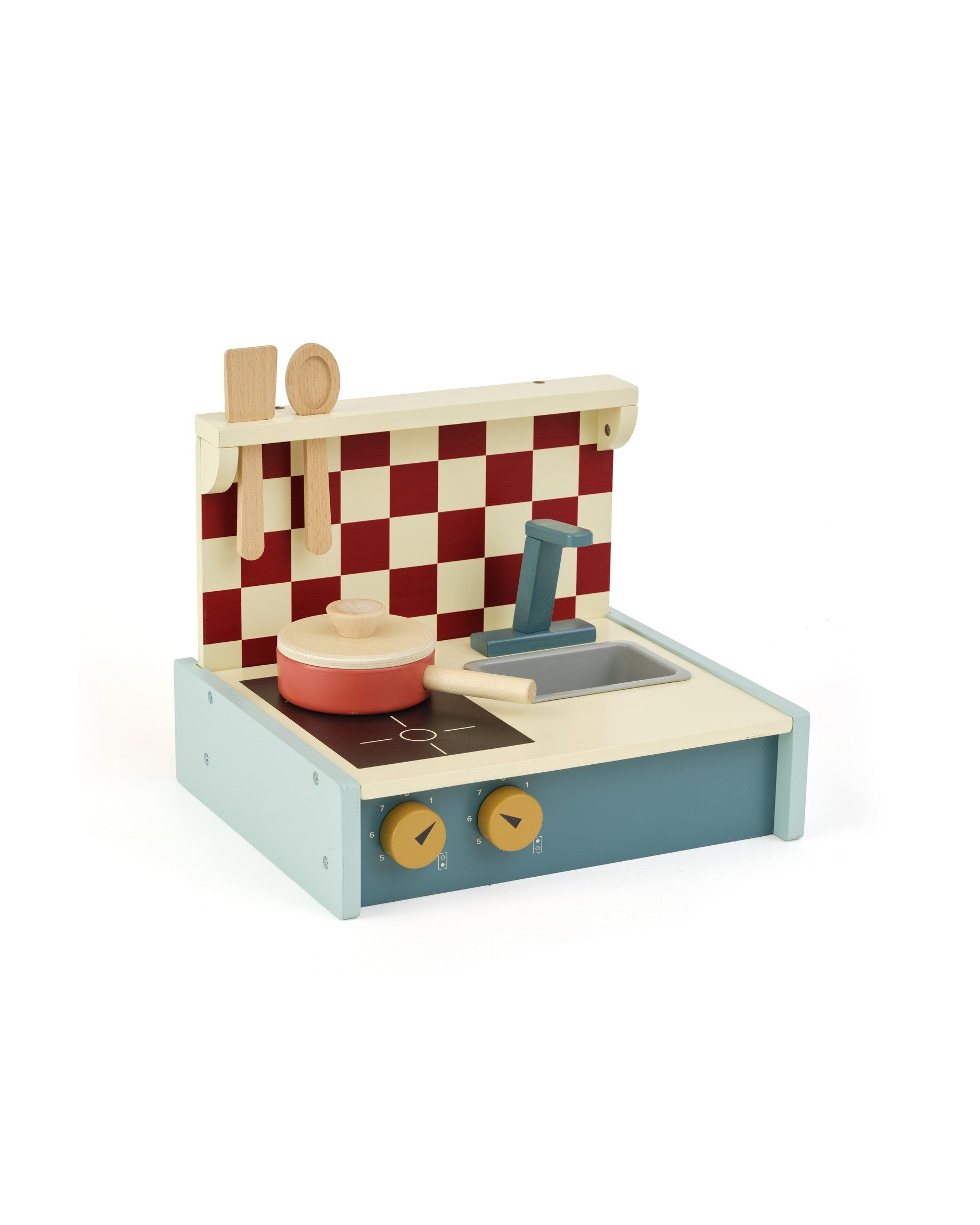 Kids Concept Spielküche Kids Concept - Kinderküche klappbar grün - 30x25x8cm - 2y+ MDF,Sperrholz,Birke,Buche,Polypropylen,100 % Baumwolle, aus Holz