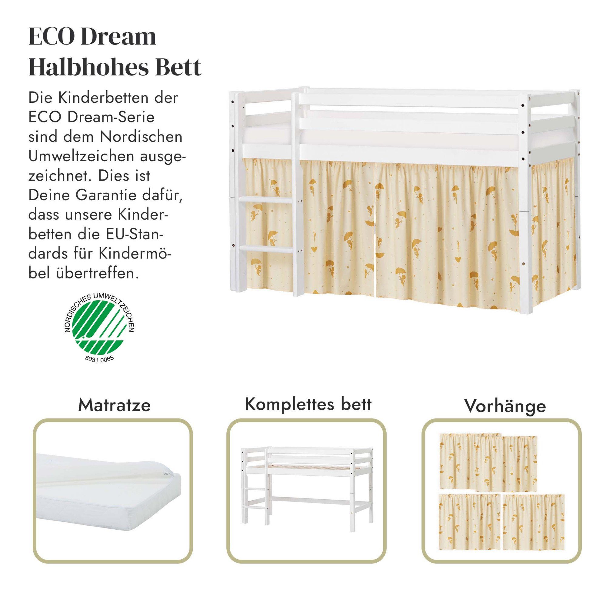 Hoppekids Spielbett ECO Matratze Farben, in wahlweise Massivholz, 4 Größen Dream, und 2 wählbar