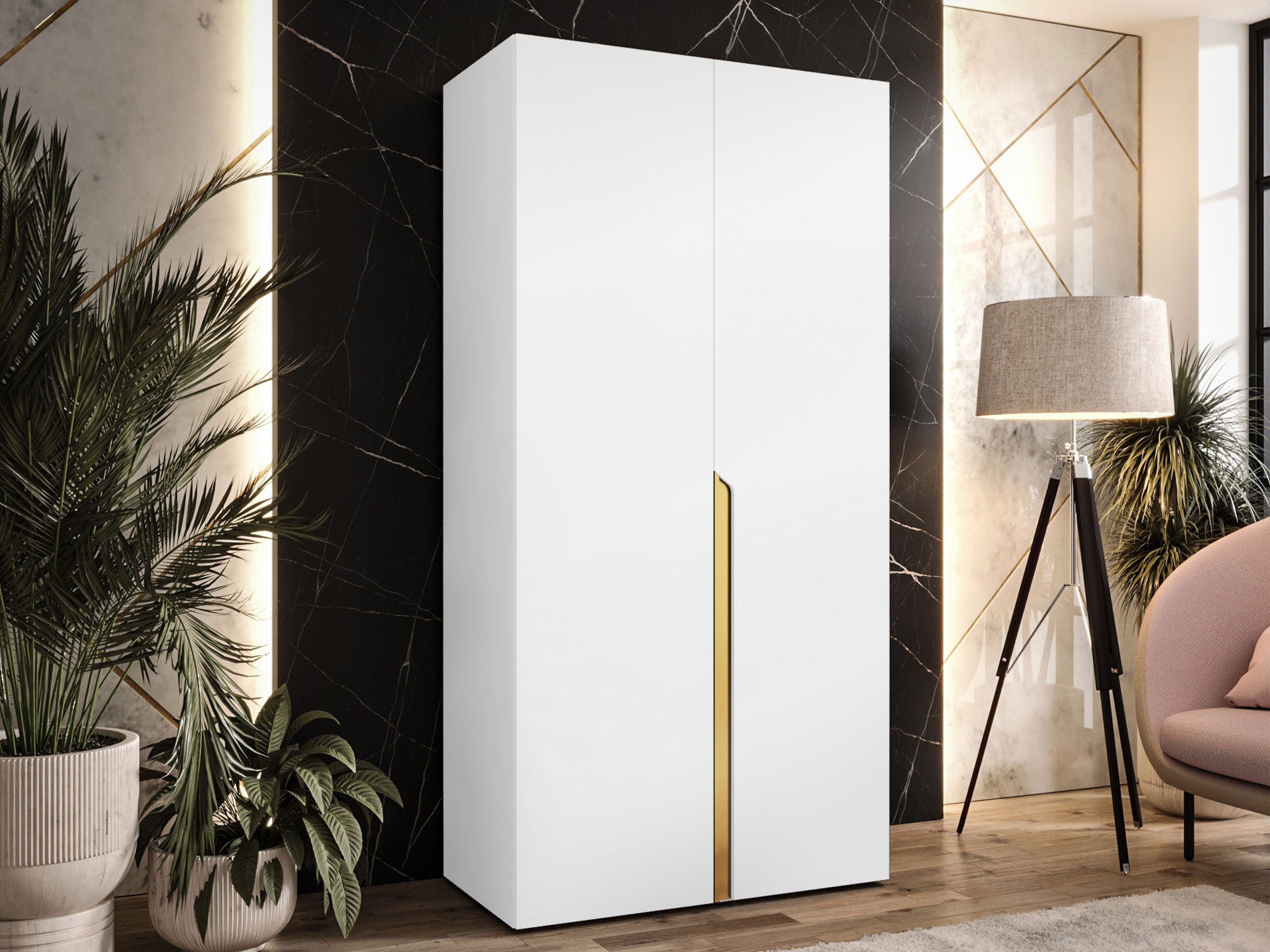 MIRJAN24 Kleiderschrank Mila I 100 (mit zwei Drehtüren) Kleiderstange, 100x52x202 cm