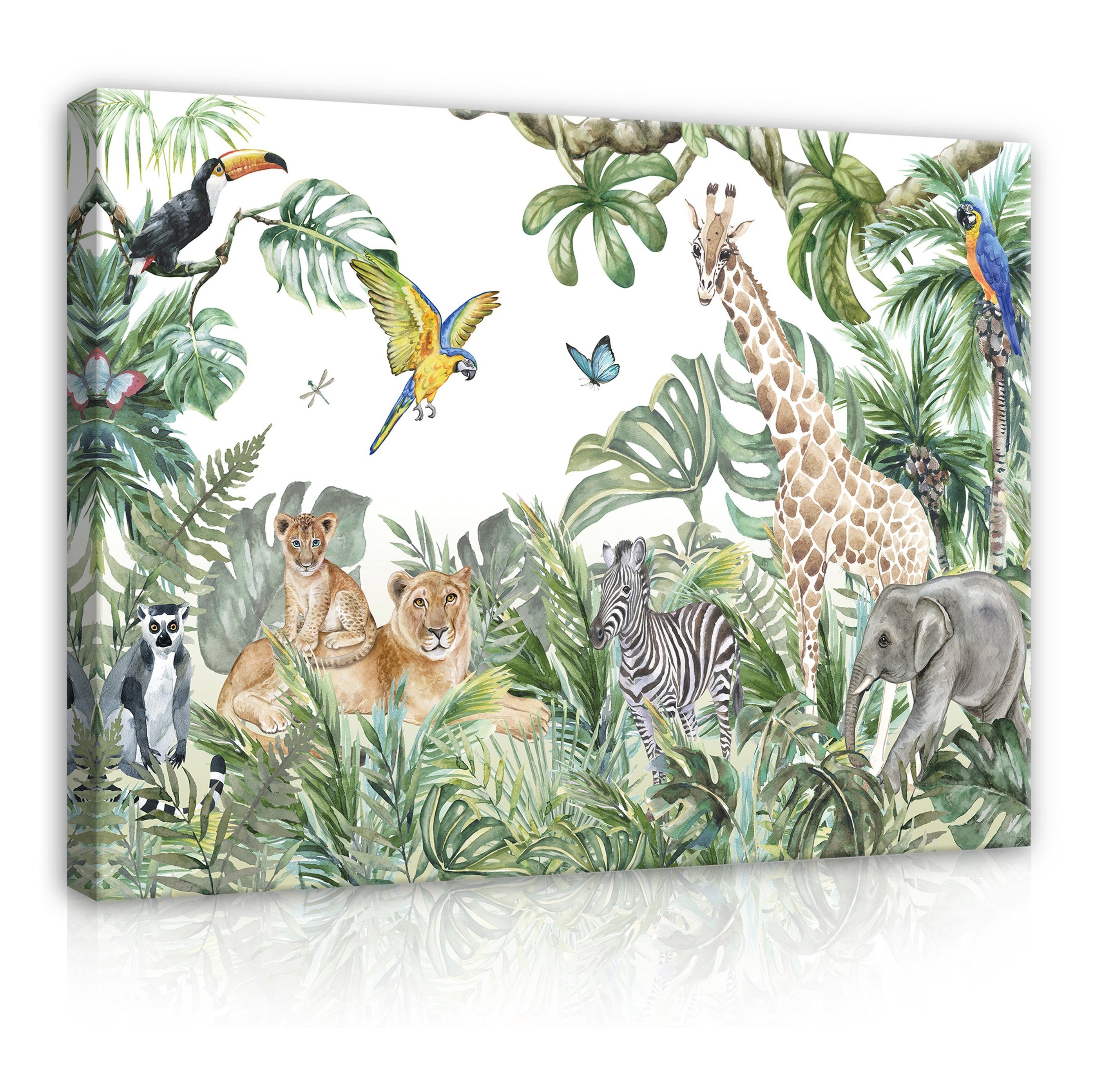 Wallarena Leinwandbild Kinderzimmer Dschungel Tiere Wald Wandbild Wand Deko günstig online kaufen