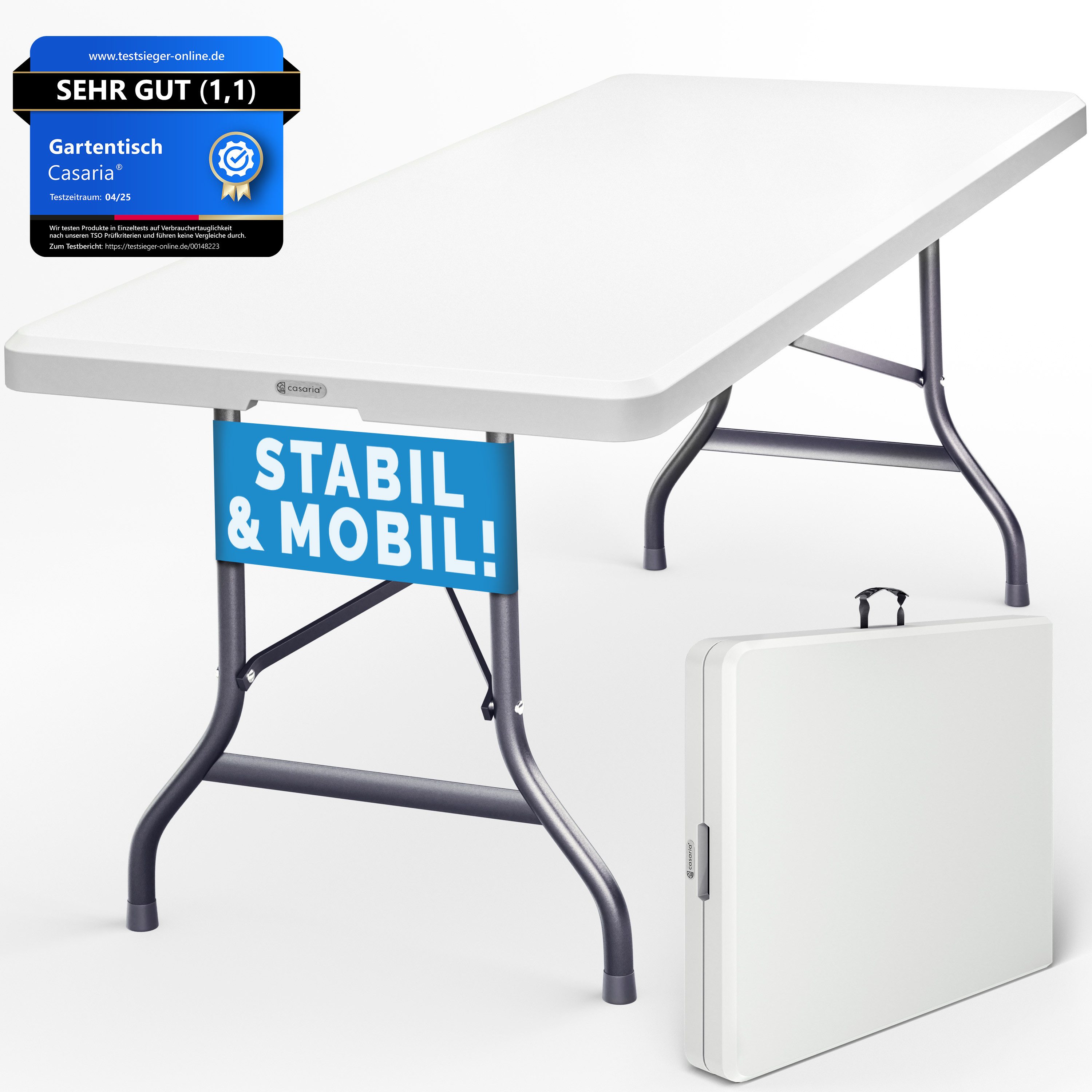 Casaria Gartentisch (1-St), 183x76cm Klappbar Wetterfest Tragbar Garten Cam günstig online kaufen