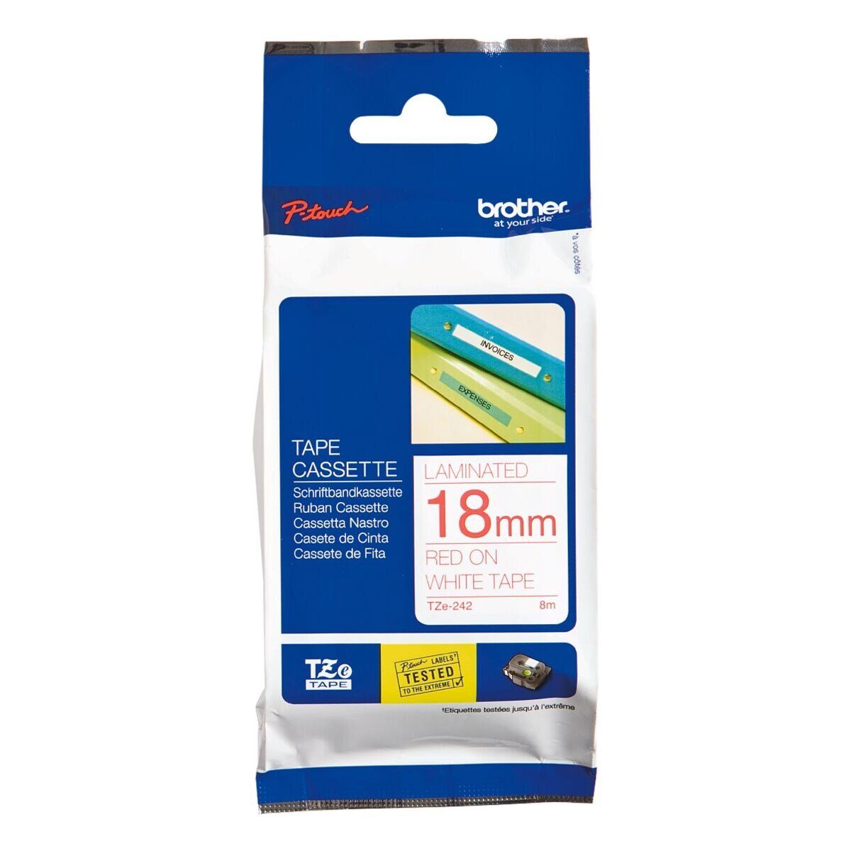 Brother Beschriftungsband TZe, 18 mm x 8 m, 18,00 mm x 8,00 m, laminiert