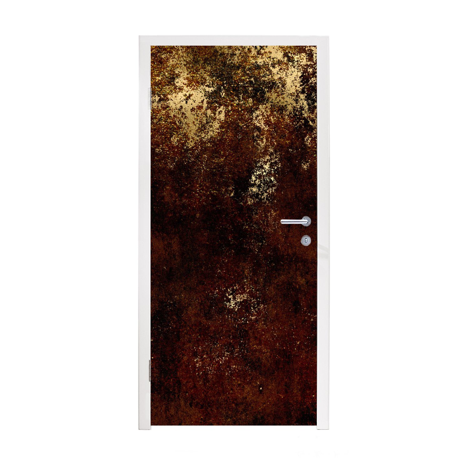 Gold Schwarz - (1 bedruckt, MuchoWow cm Fototapete 75x205 - St), - Matt, Türtapete Türaufkleber, Luxus, Farbe Tür, für