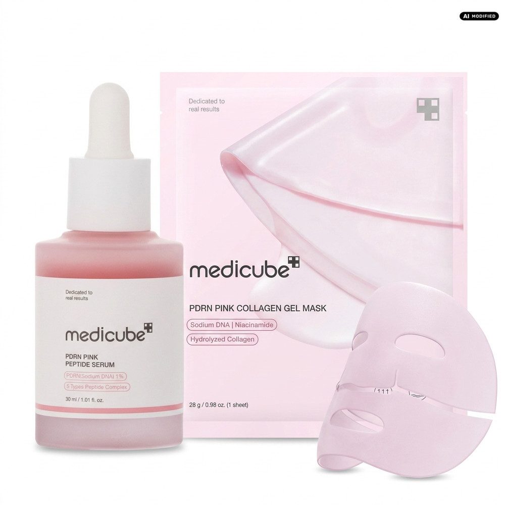 Medicube Gesichtsserum Medicube PDRN Pink Serum und Collagen Maske Duo, Serum und Gel-Tuchmaske als abgestimmtes Feuchtigkeits-Duo