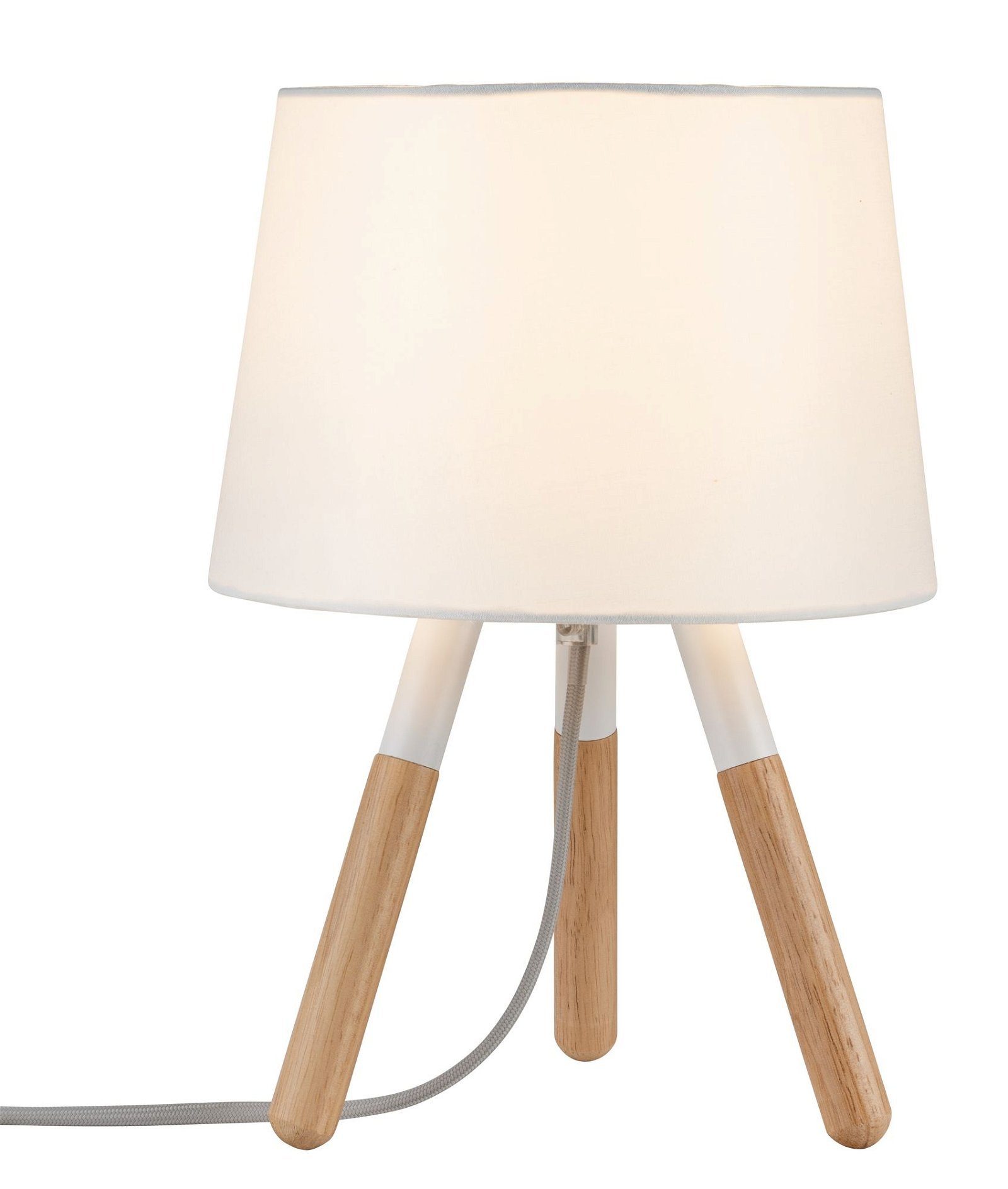 Paulmann Tischleuchte Neordic Berit max.1x20W E27 Weiß/Holz 230V Stoff/Metall, ohne Leuchtmittel
