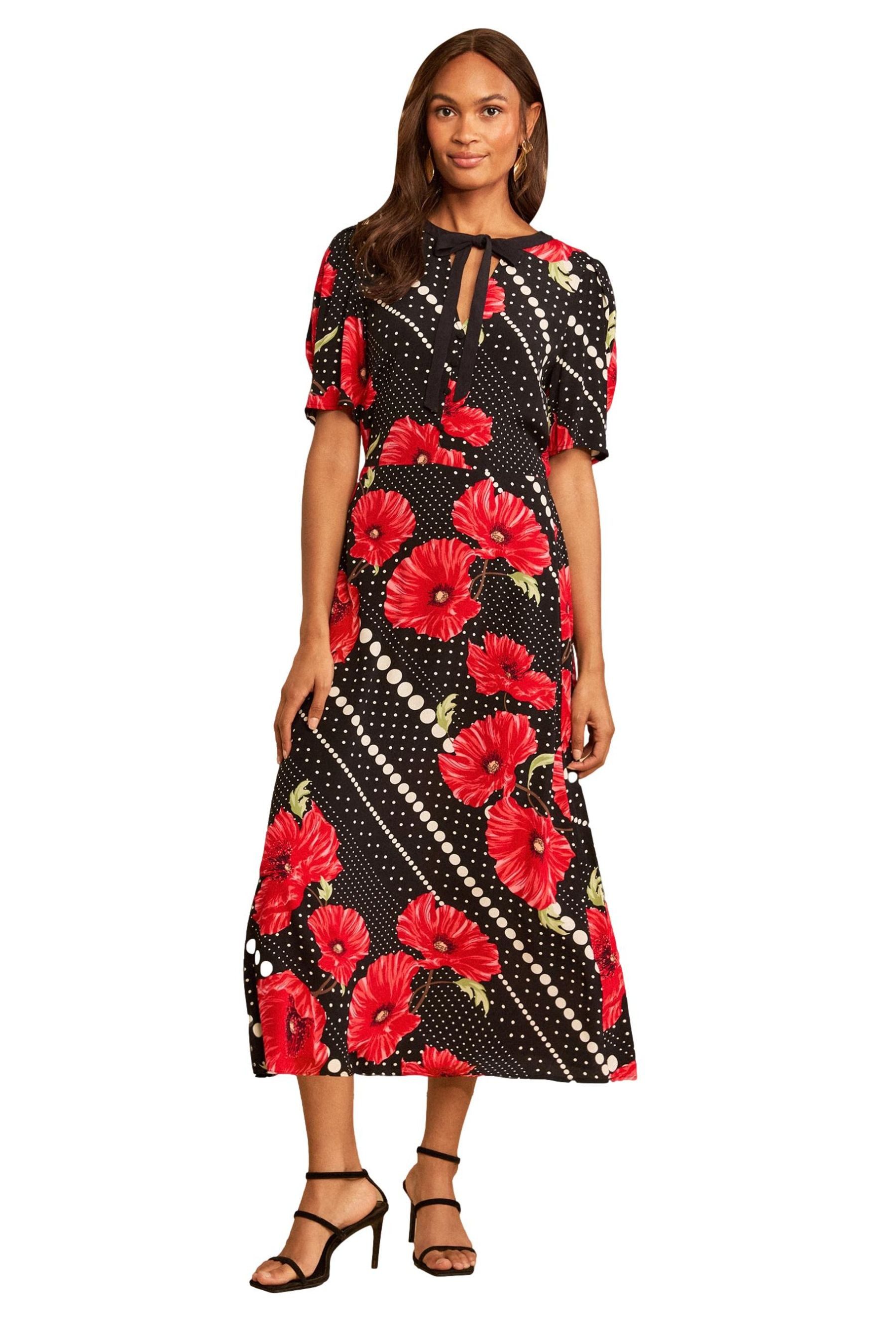 Love & Roses Midikleid Love & Roses Midikleid, Mohnblumen-Print, Regular (1-tlg)