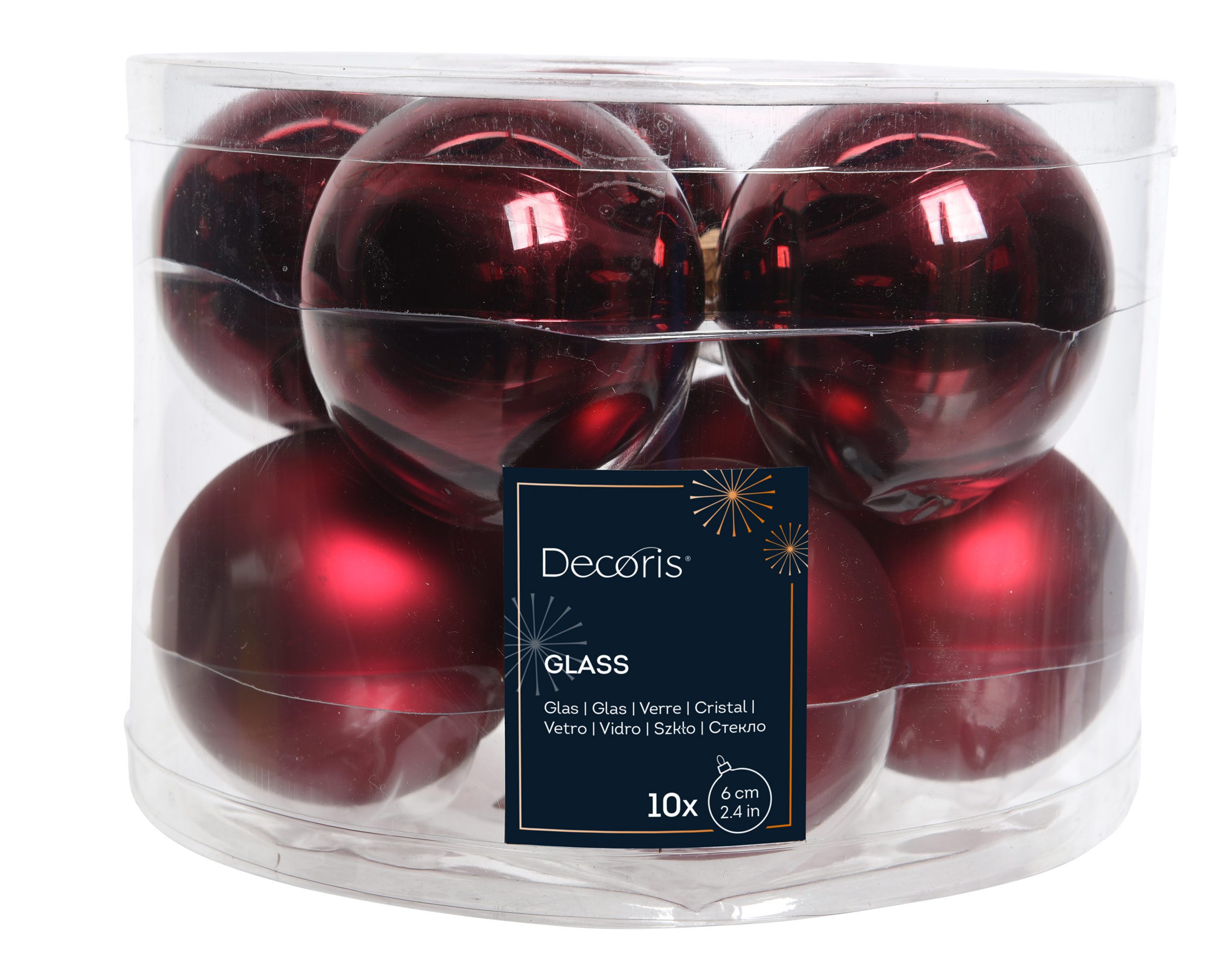 Kaemingk Weihnachtsbaumkugel, Weihnachtskugeln Glas 6cm x 10 Stück - Ochsenblut