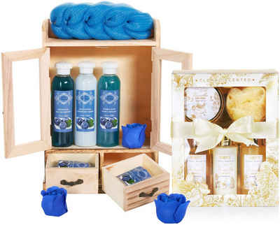 BRUBAKER Pflege-Geschenkset 2 in 1 Pflegeset Blaubeere & Vanilla Rose Minze - Wellness Set, 15-tlg., Damen Dusch- und Badeset - Frauen Beauty Geschenkset mit Dekoration