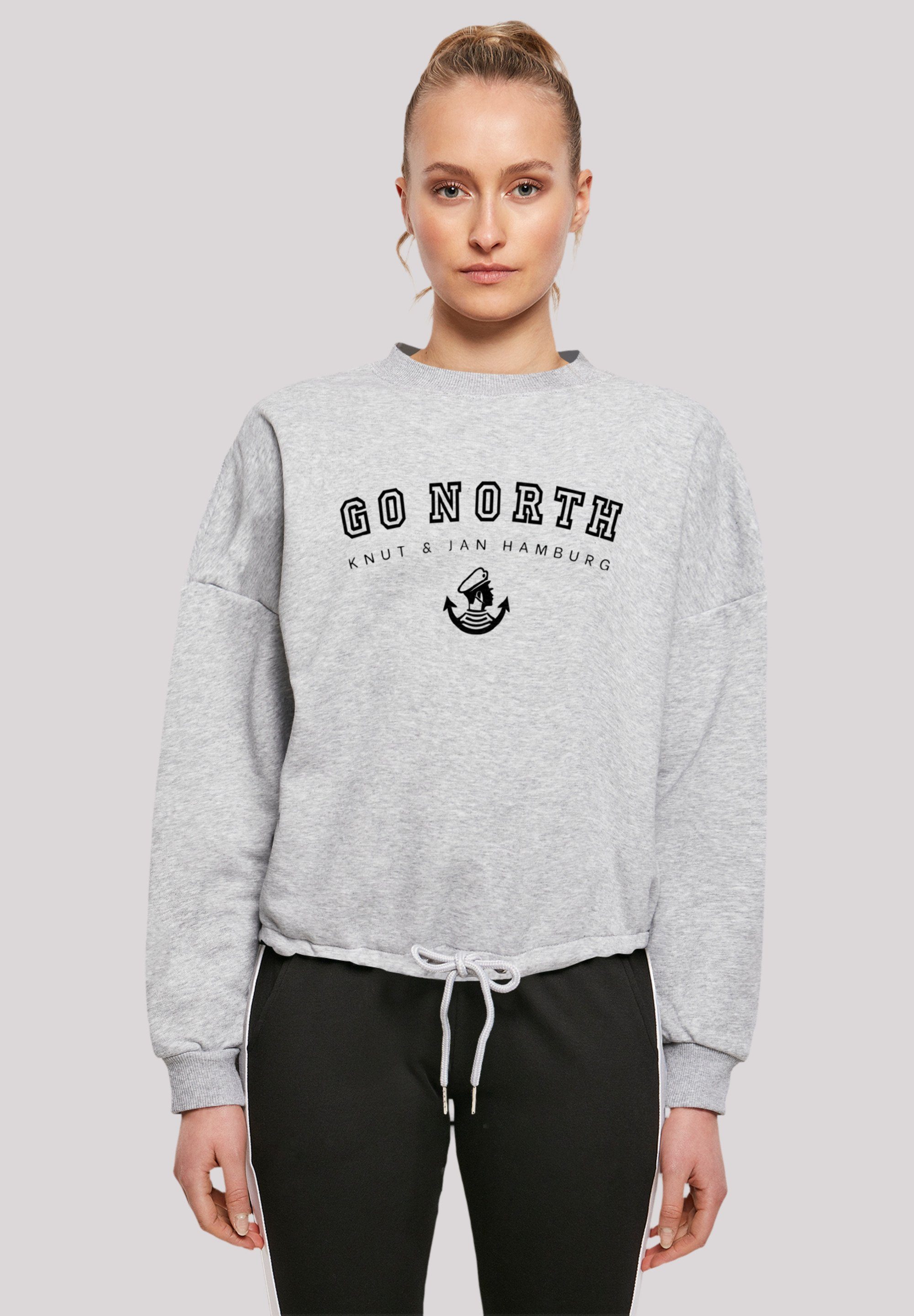 F4NT4STIC Sweatshirt Go North Knut & Jan Hamburg Print heather grey