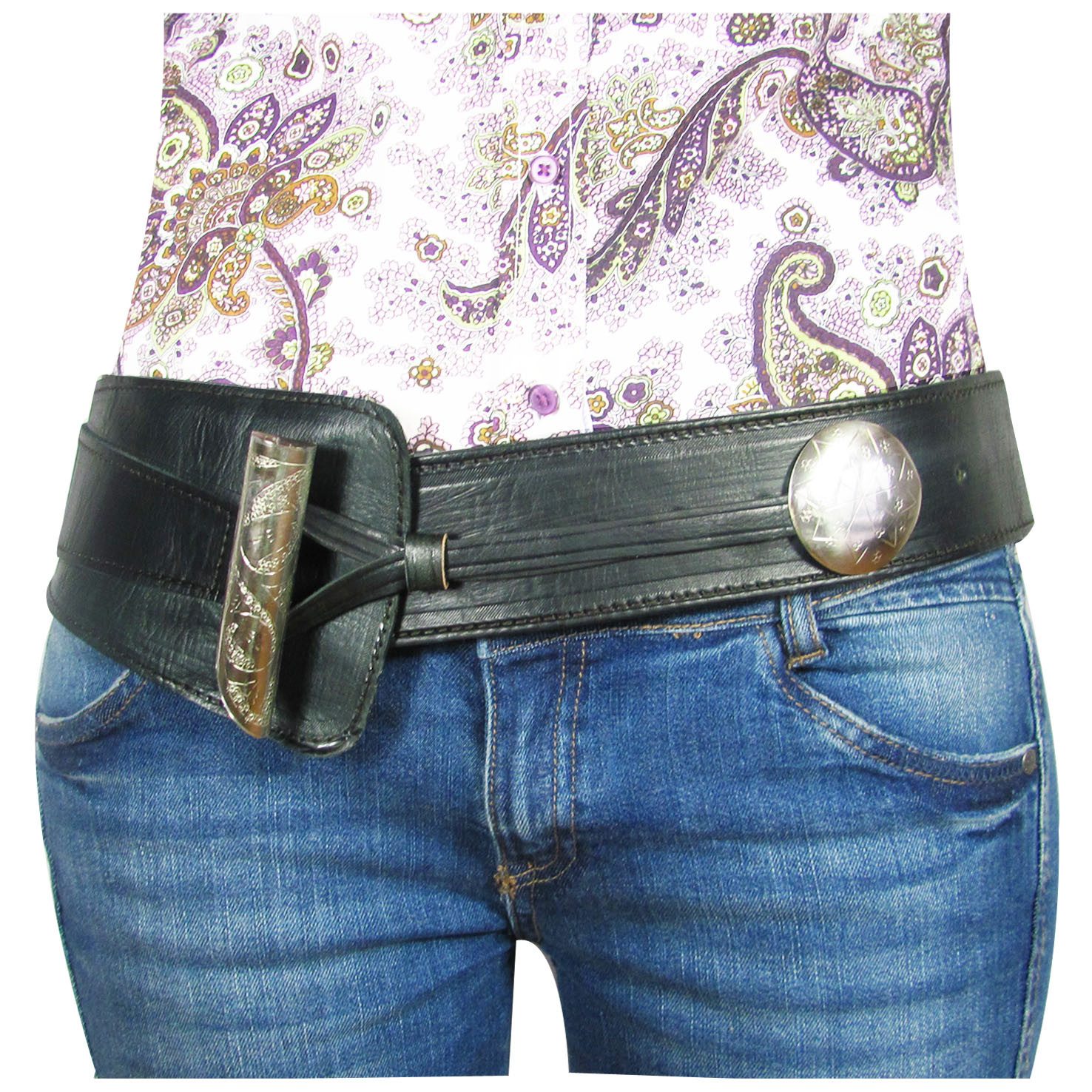 ALMADIH Hüftgürtel Taillengürtel Echtleder Damen Ledergürtel Wickelgürtel D günstig online kaufen