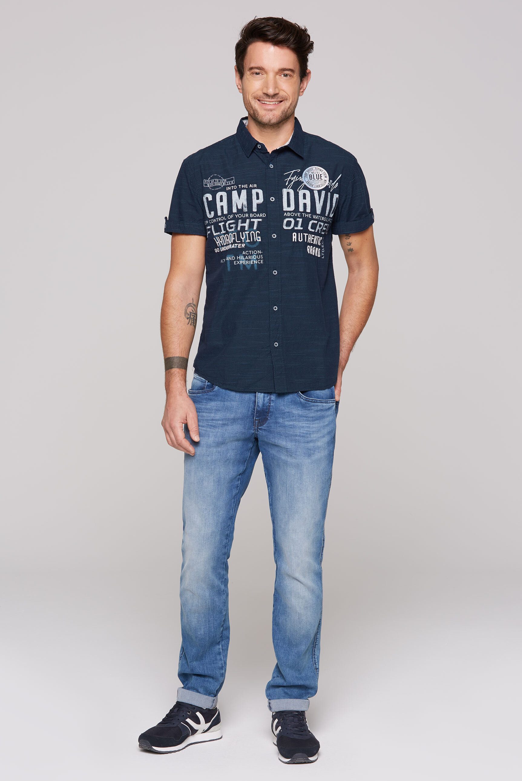 CAMP DAVID Kurzarmhemd aus Baumwolle