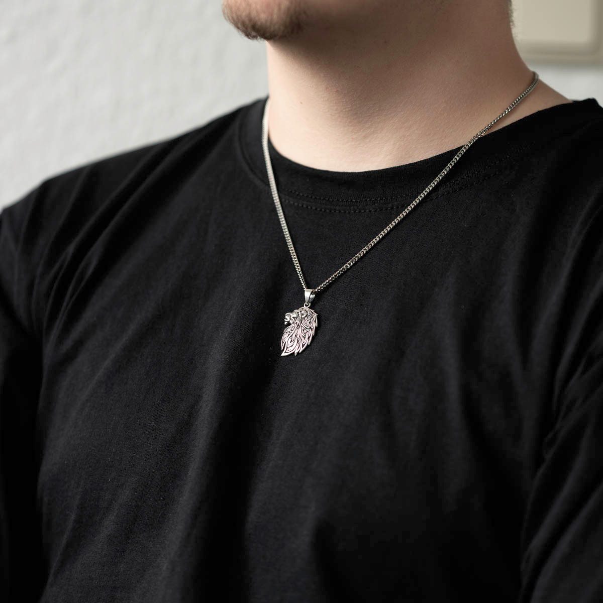 Materia Kettenanhänger Herren Silber Löwe / Löwenkopf keltisch antik KA-481, 925 Sterling Silber, geschwärzt
