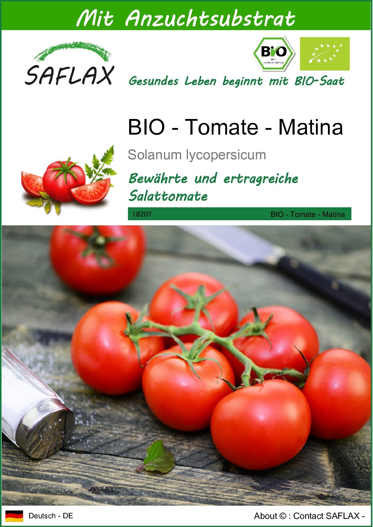 Gemüsesamen SAFLAX - Samen und Substrat - BIO - Tomate - Matina