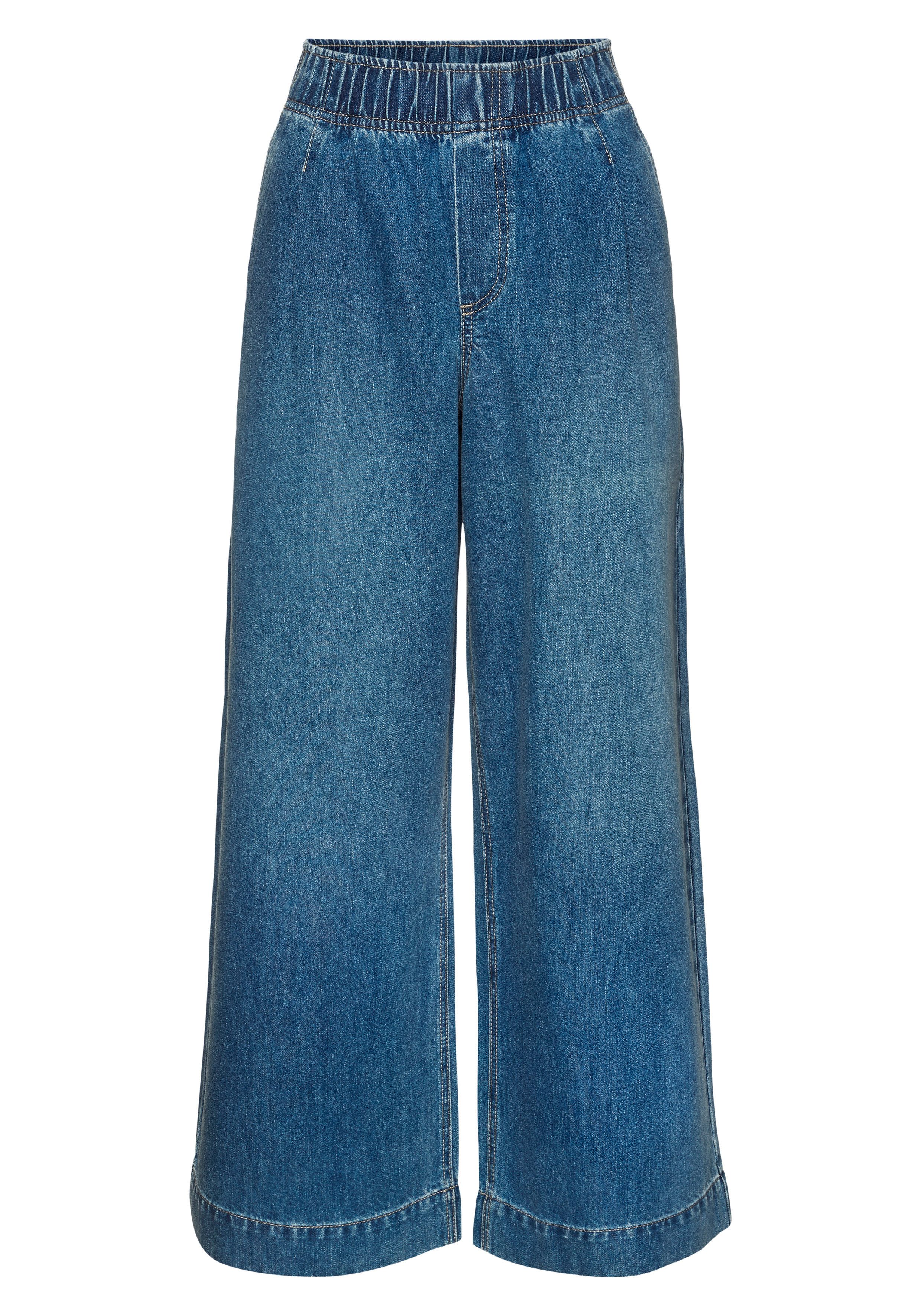 Buffalo Schlupfhose mit Kontrastnähten, modische Jeans, weites Bein