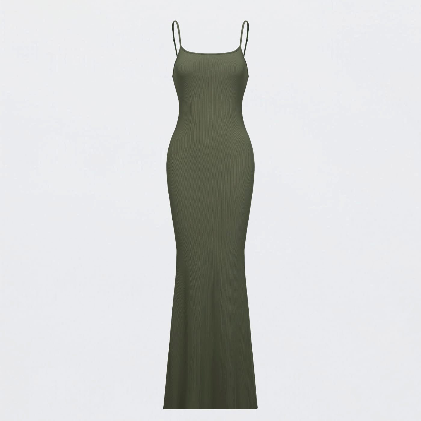 cfab by creamy fabrics Jerseykleid Ribbed Cami Maxikleid-Army Green-XL (1-t günstig online kaufen