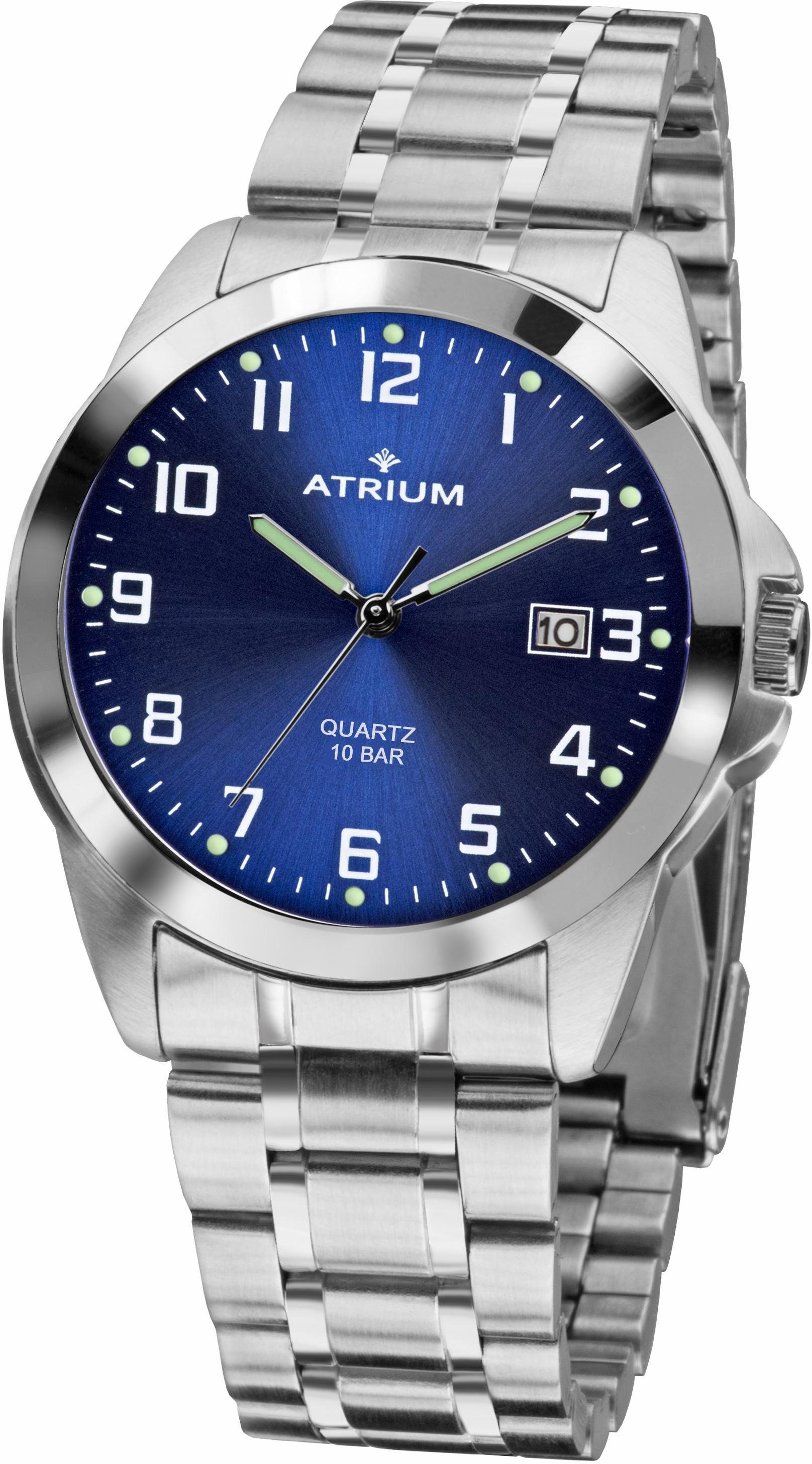 Atrium Quarzuhr A16-35, Armbanduhr, Herrenuhr, Datum, Leuchtzeiger