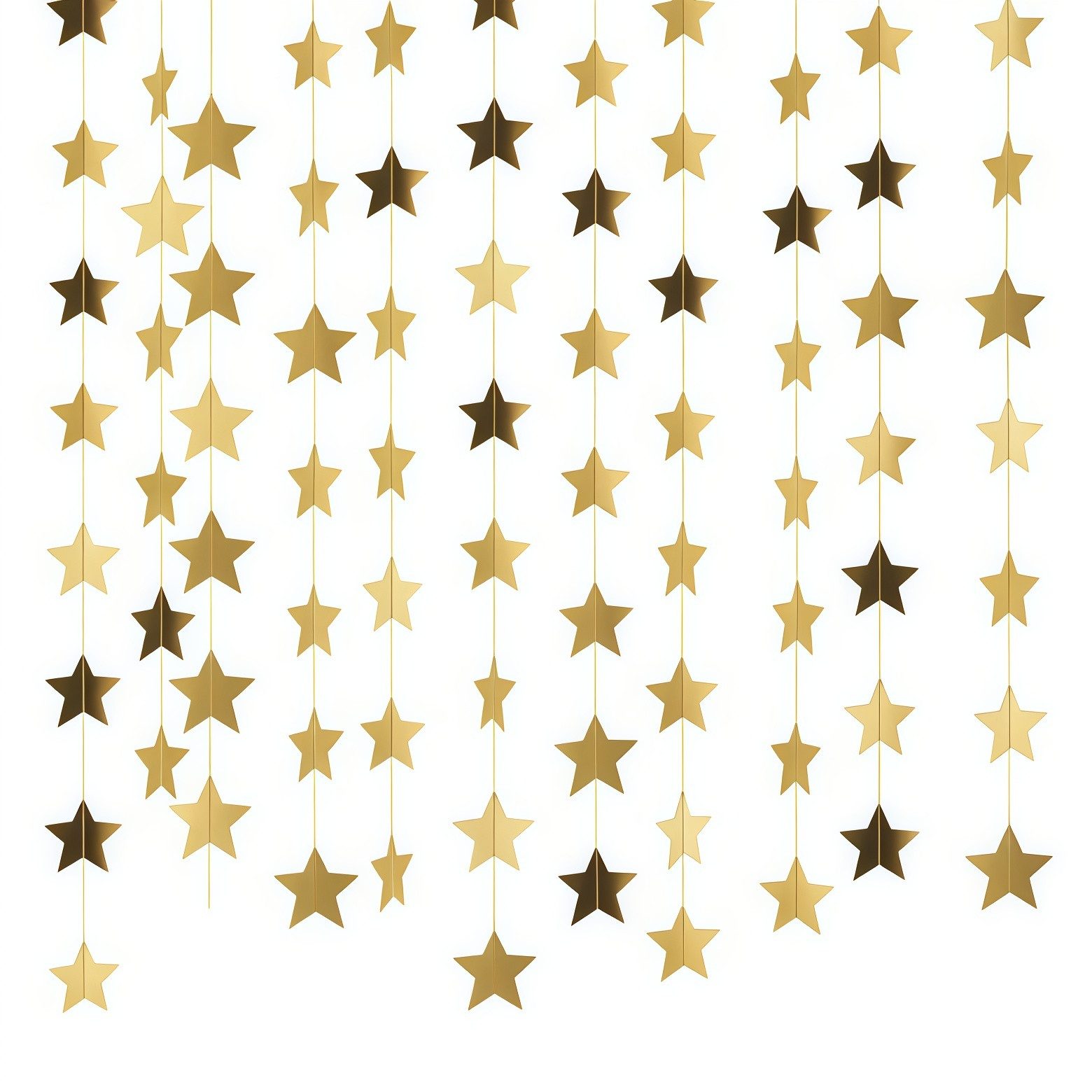 FOUORTUNATE-BEE Hängedekoration 6er Set Glitzer-Stern-Girlanden je 4 m in Gold (6 St), Hängende Stern-Deko für Geburtstag, Hochzeit & Party