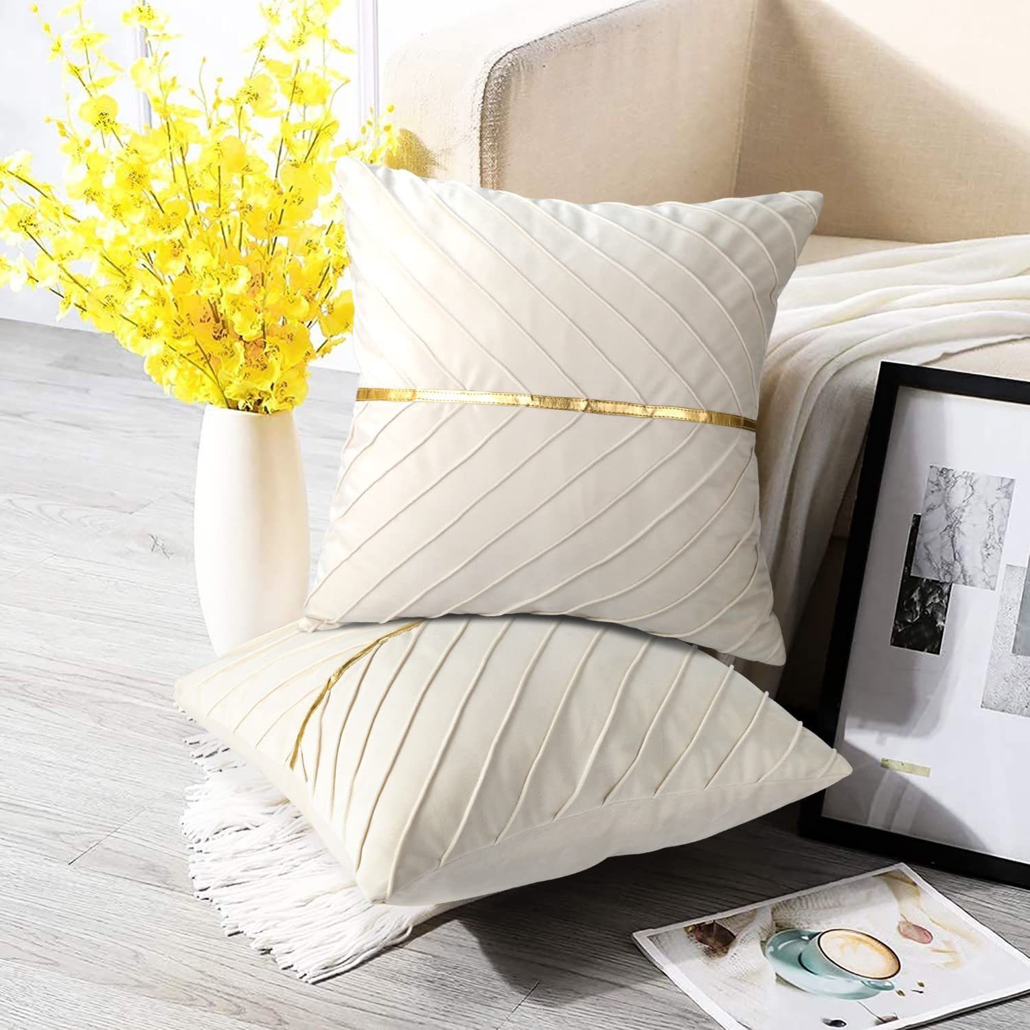 BYSURE Kissenbezüge, (2 Stück), samt Golden Patchwork Kissenbezug 45x45cm günstig online kaufen