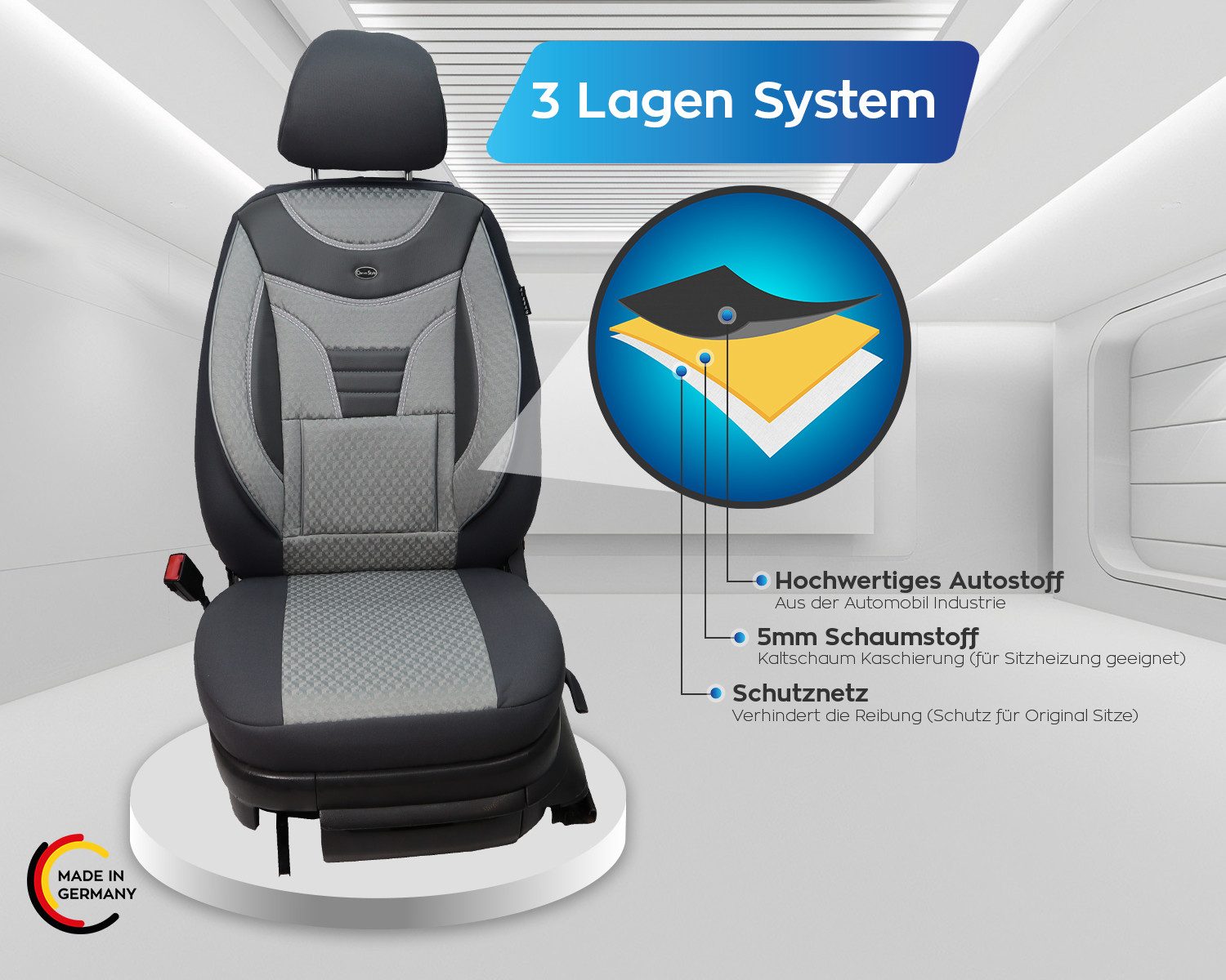 BREMER SITZBEZÜGE Autositzbezug für Polestar Polestar 2 Bj ab 2020 (908), Set, Schonbezüge Sitzbezüge Fahrer und Beifahrer, in Grau