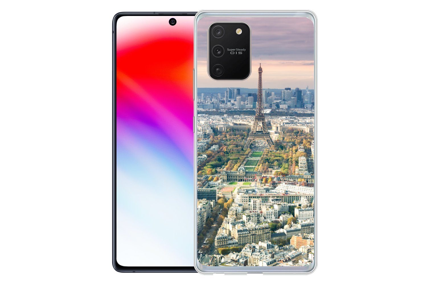 MuchoWow Handyhülle für Samsung Galaxy S10 Lite Paris - Eiffelturm - Stadt, Phone Case, Silikon, Schutzhülle Dünn
