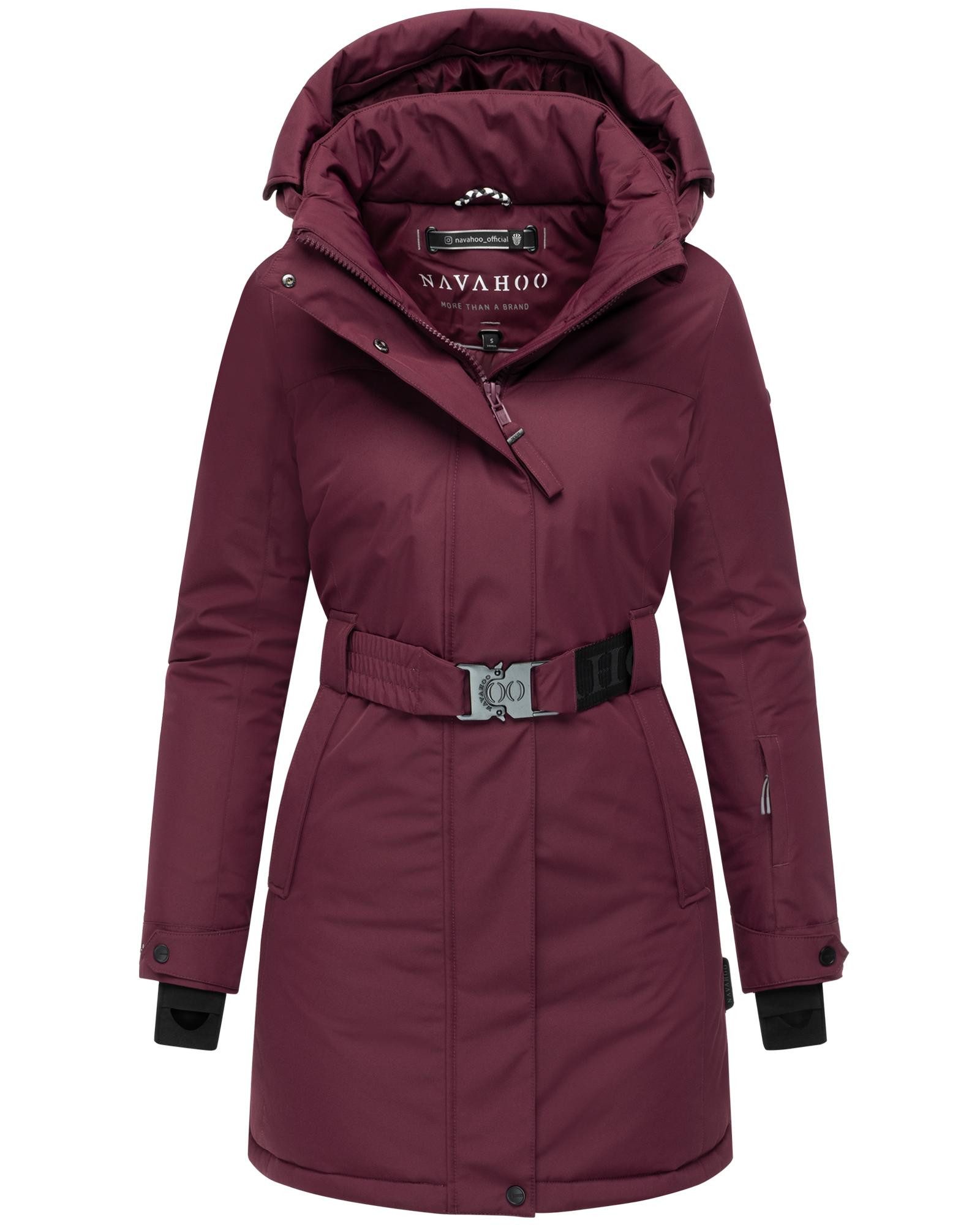 Navahoo Wintermantel Frostkuss 14 Warmer Damen Mantel mit abnehmbarer Kapuze und Taillengürtel