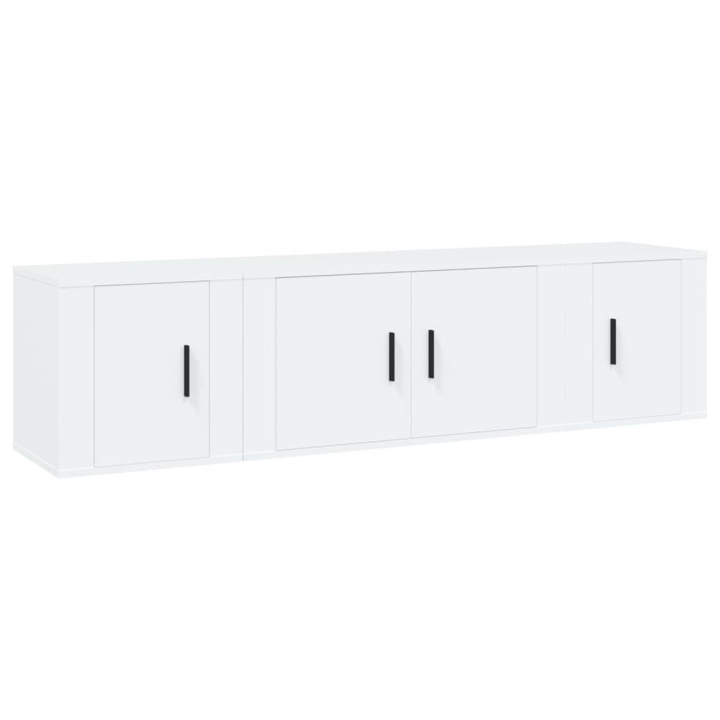 vidaXL TV-Schrank 3-tlg. TV-Schrank-Set Weiß Holzwerkstoff (3-St)