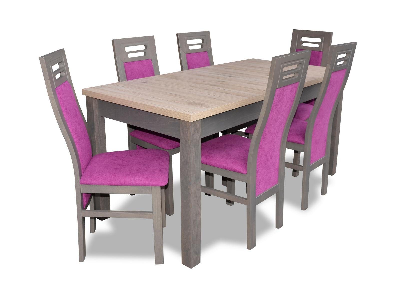 JVmoebel Essgruppe, Klassischer Esstisch Tisch Holz Esszimmer Garnitur + 6x Stuhl Set Stühle Modern