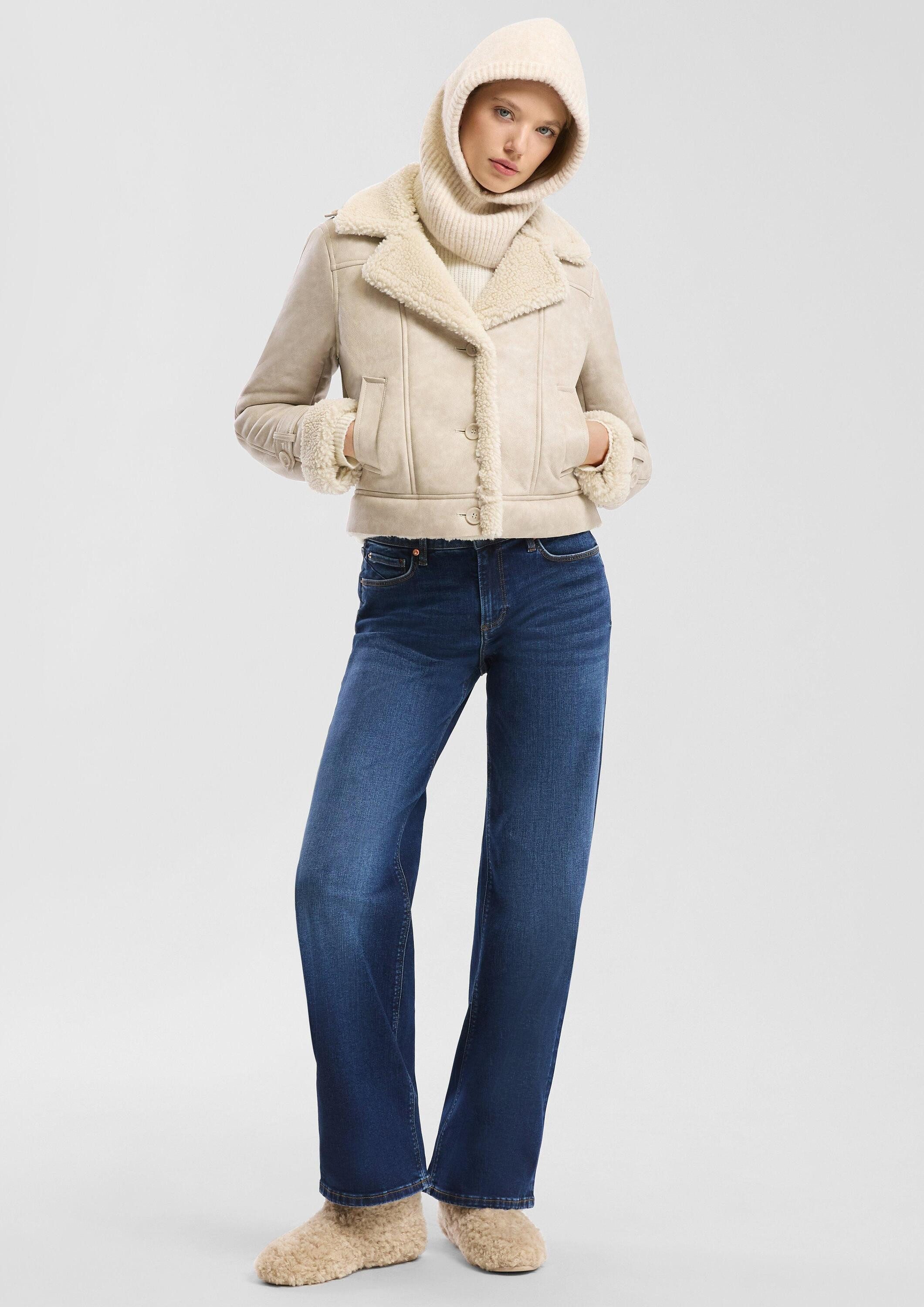 QS Funktionsjacke Outdoor-Jacke Kurze Jacke in Lammfelloptik