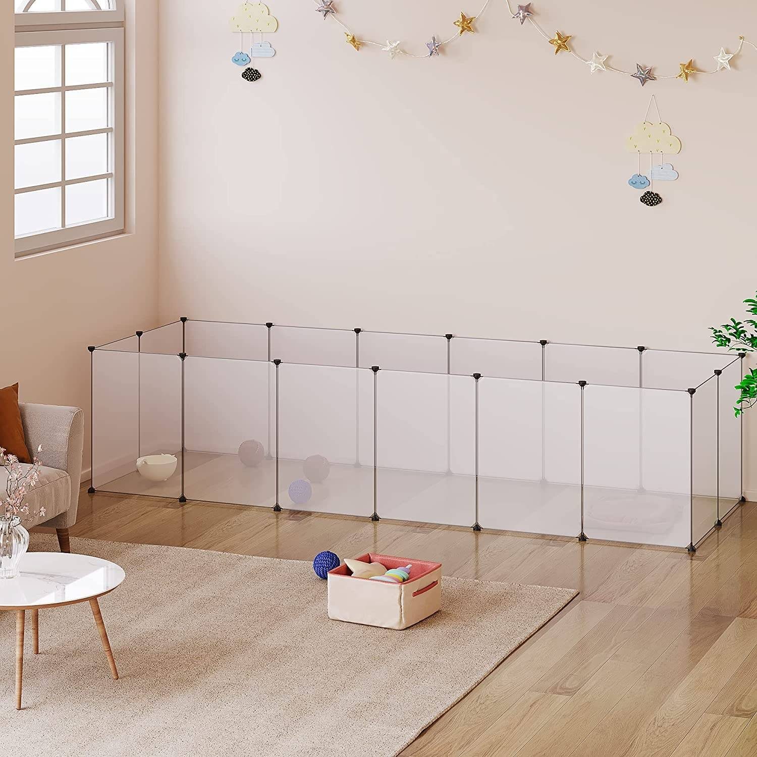 EUGAD Freigehege, DIY 16 Platten Transparent 302x72x102cm