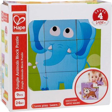 Hape Würfelpuzzle Blockpuzzle Dschungel Holz, Puzzleteile