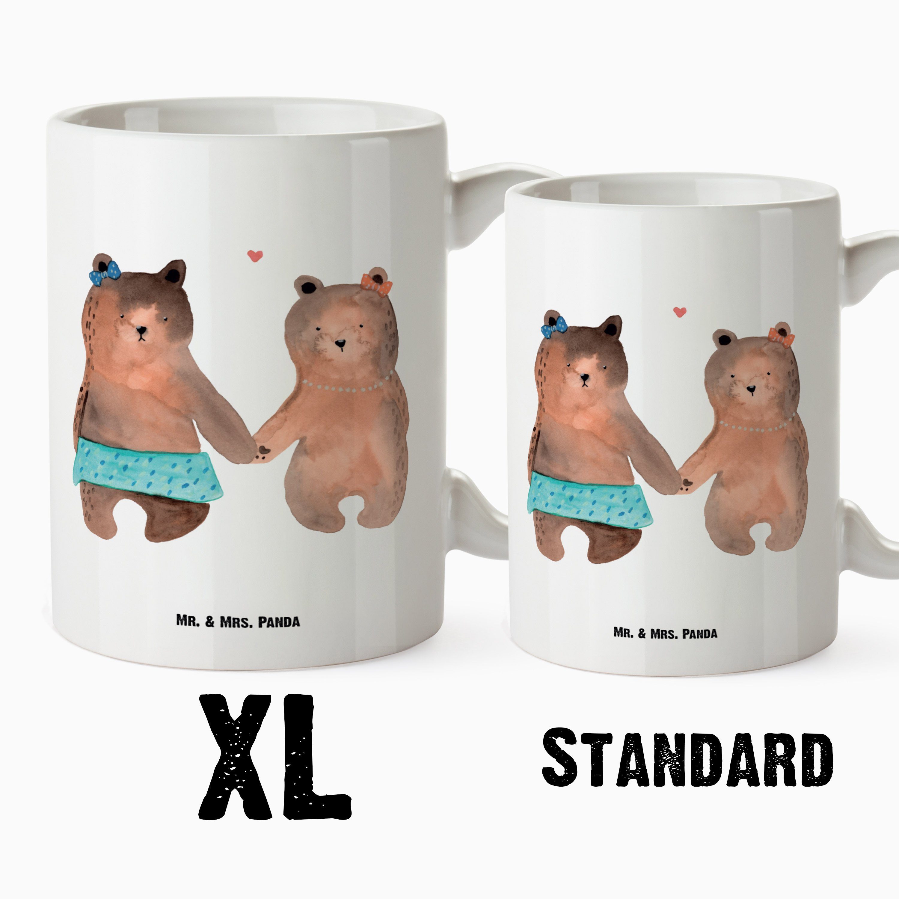 Mr. & Mrs. Weiß Becher, Keramik - Geschenk, Kaffeetasse, Tasse Freundin XL Tee, Bär Grosse XL XL Tasse - Panda