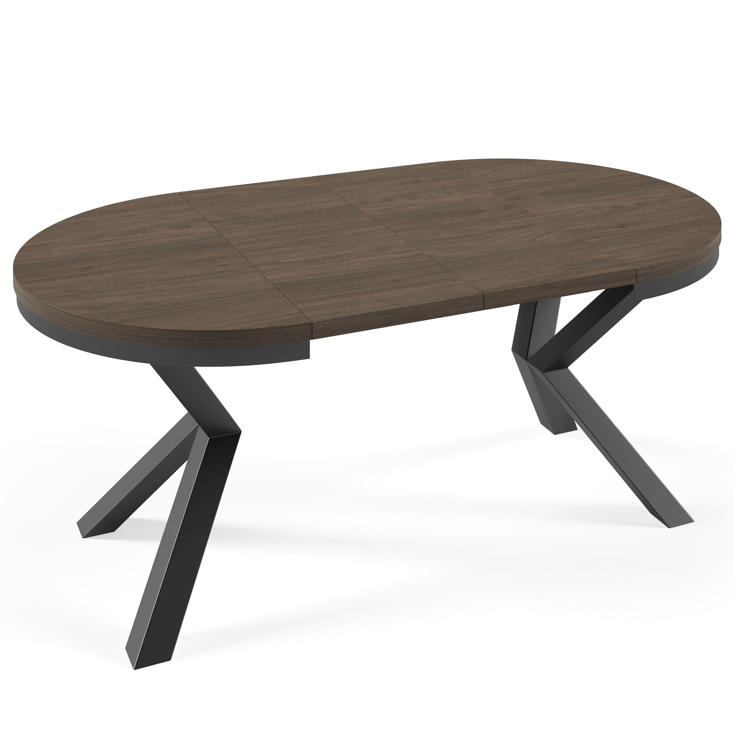 Beautysofa Esstisch NORDIC ausziehbar Ø 100–180 cm oder Ø 120–200 cm (Metallbeinen, moderner Designertisch mit Stahlgestell), ideal für Esszimmer & Wohnzimmer