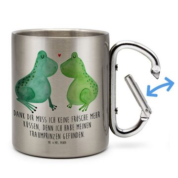 Mr. & Mrs. Panda Tasse Frosch Liebe - Transparent - Geschenk, Edelstahlbecher, Jahrestag, Ca, Edelstahl, Karabinerhaken