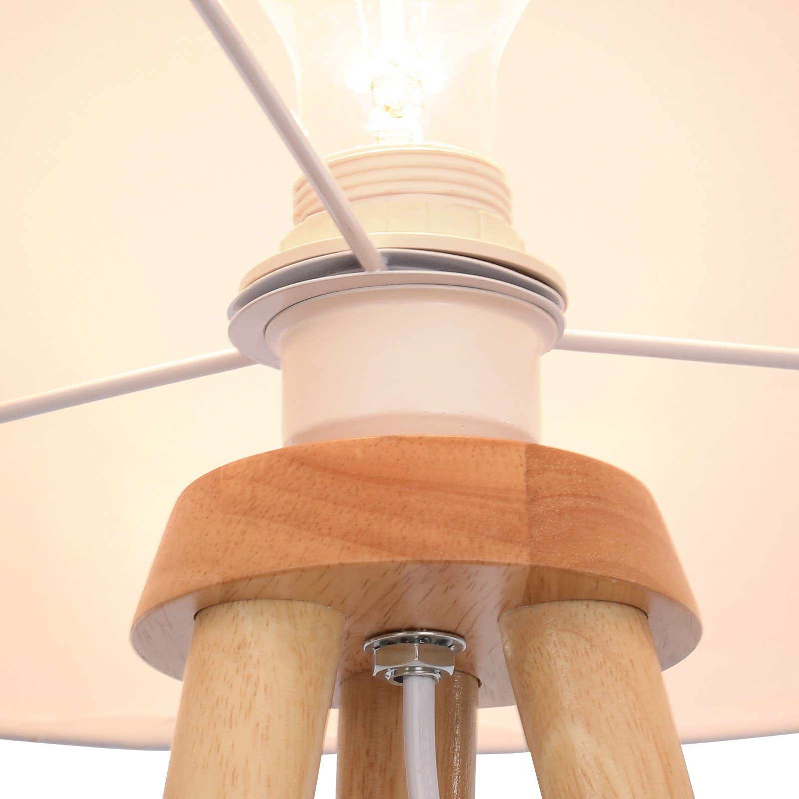 Jago Stehlampe Tripod Stehlampe - Max Holz 60W, LED, cm, Stativ Ø45cm, E27, aus 145