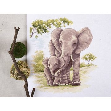 Panna Kreativset Panna Kreuzstich Set "Mutter und Kind, Elefanten", Zählmuster, 25,5x2, (embroidery kit by Marussia)