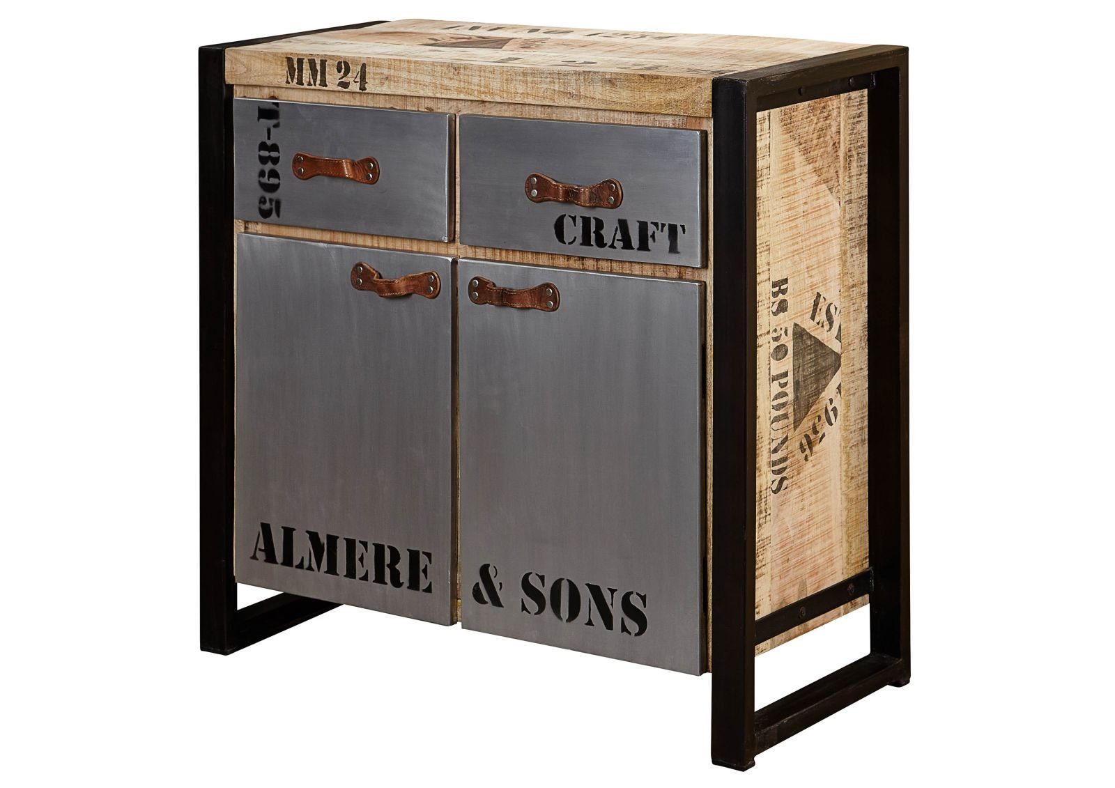 Massivmoebel24 Sideboard FACTORY (Massivholz), Sideboard Mango 90x40x85 natur bedruckt FACTORY #131