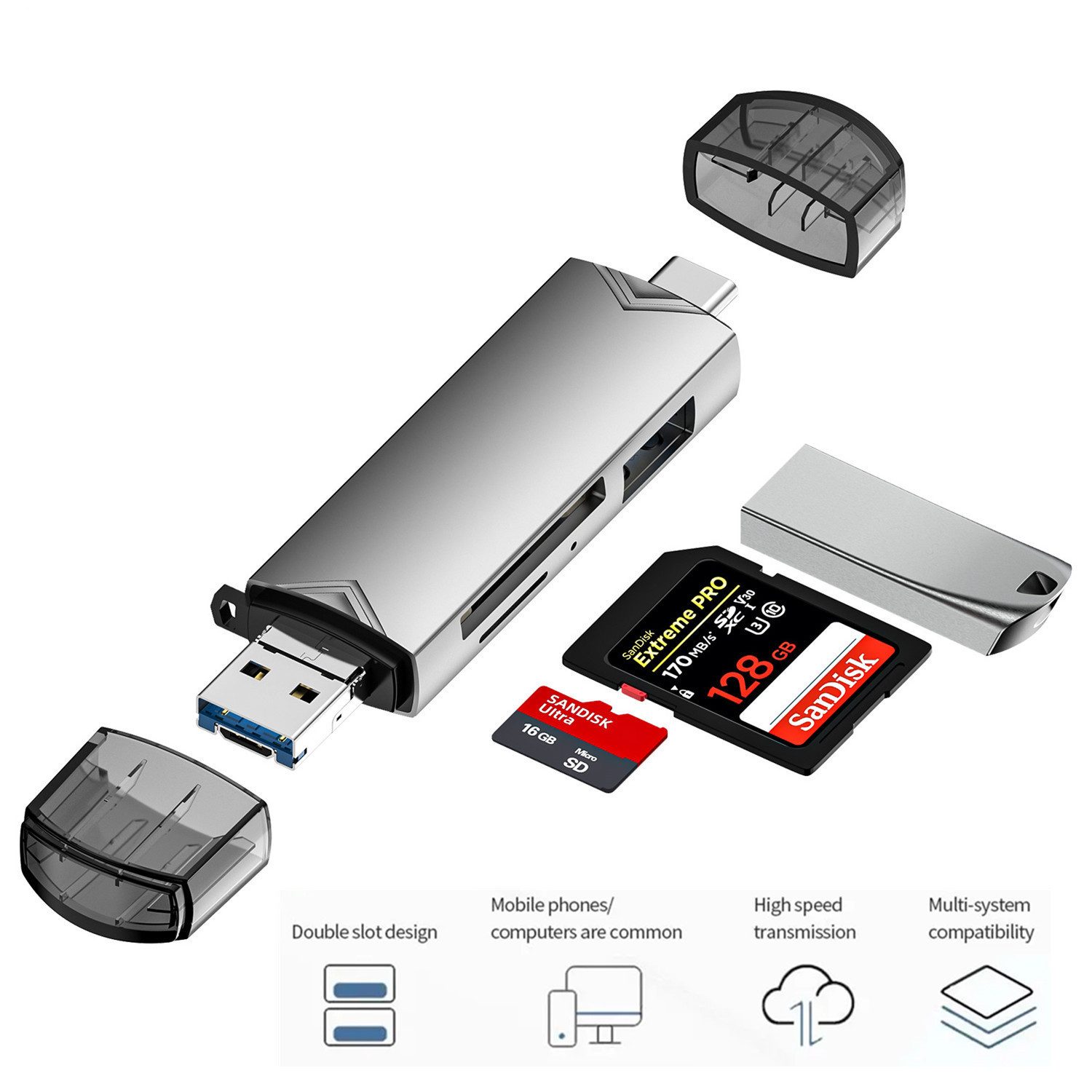 Speicherkartenleser 6 in 1 SD Speicherkartenleser USB 3.0 Typ C Micro USB OTG TF XC MMC