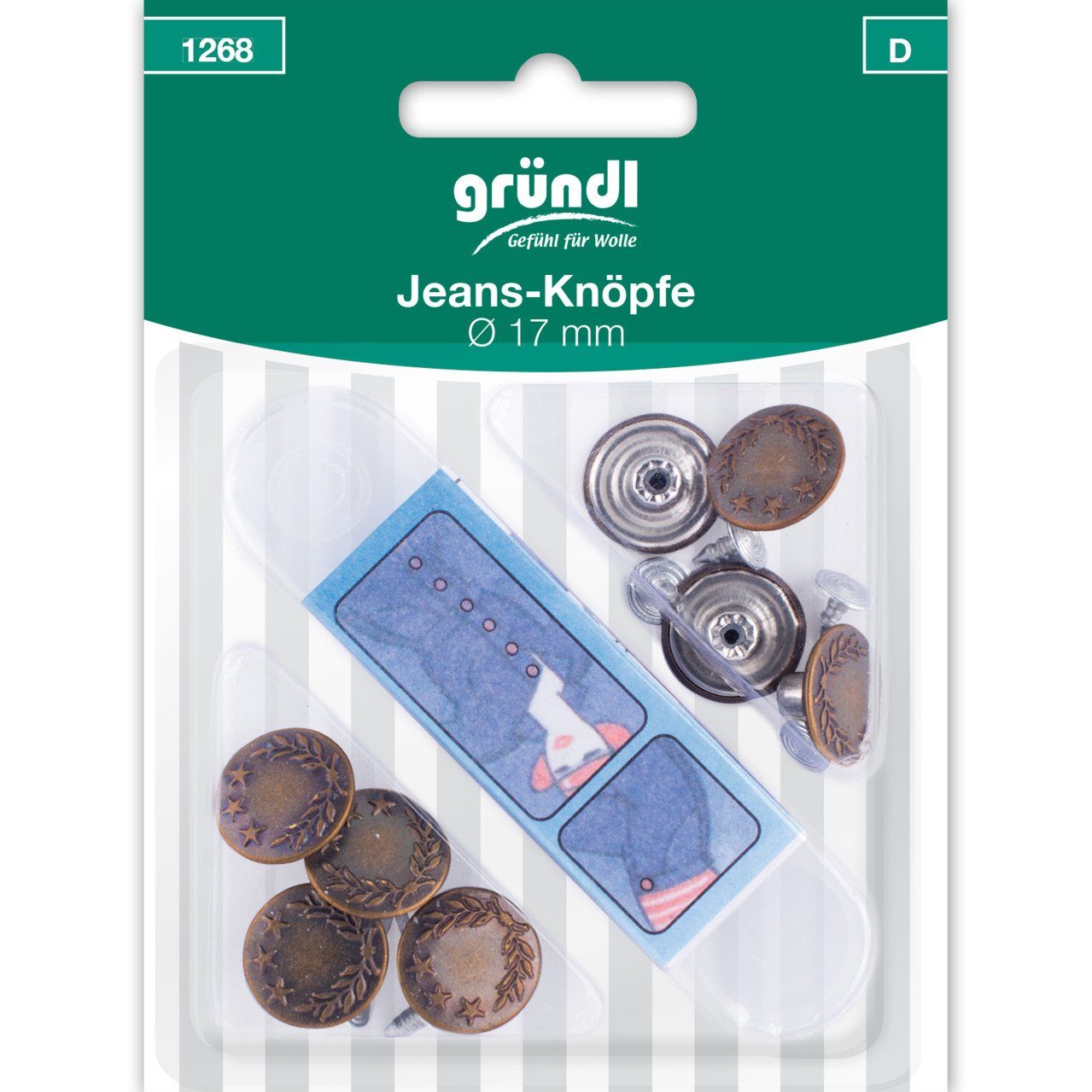 Gründl Jeansknopf Gründl Jeans-Knöpfe Ø 17 mm 8 Stück