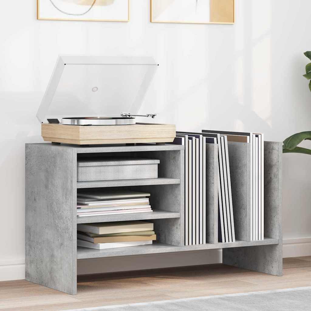 vidaXL Beistellschrank vidaXL Schallplattenschrank Betongrau 78,5 x 35 x 45 cm Holzwerkstoff