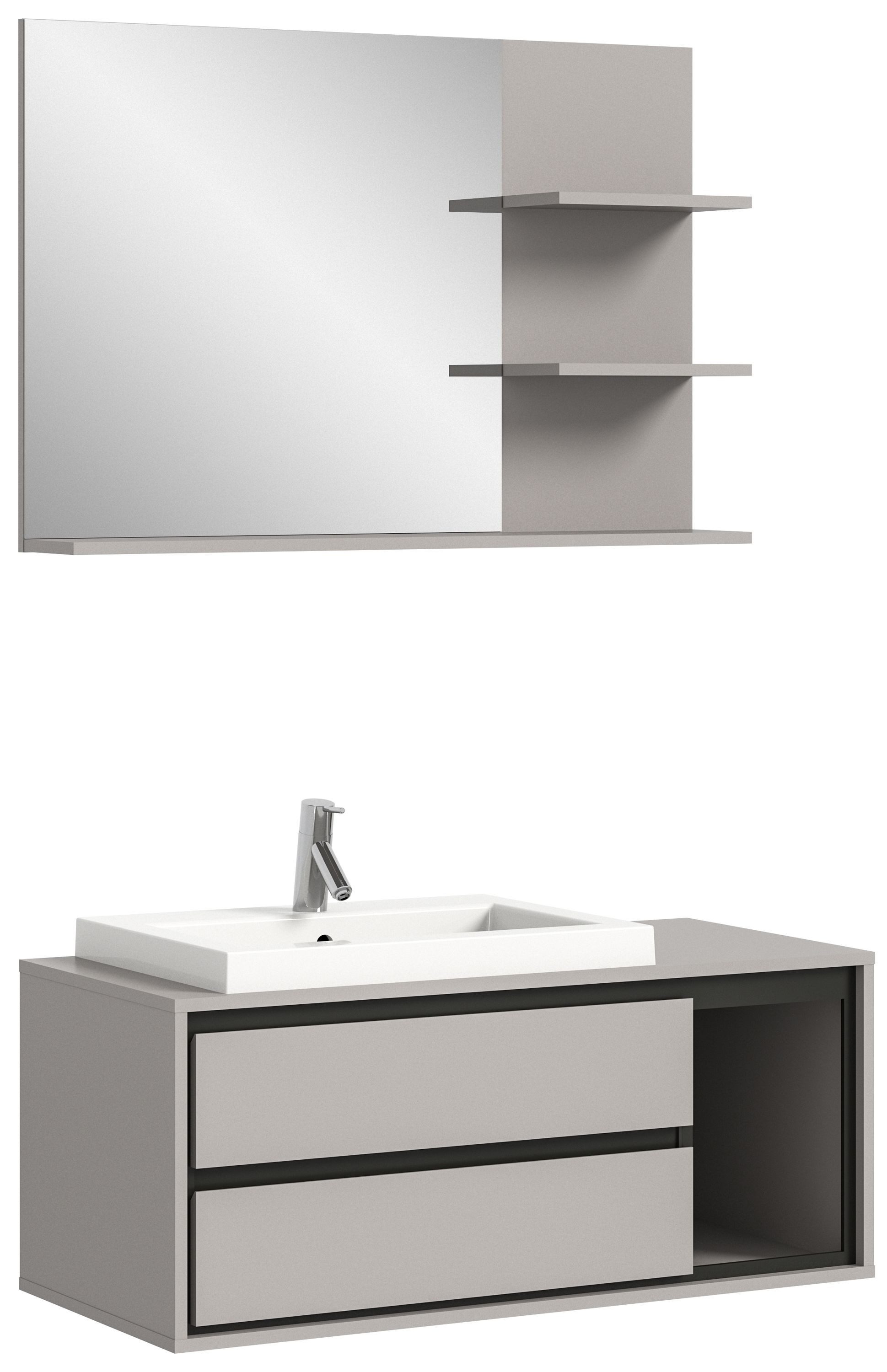 xonox.home Badezimmer-Set Jaru, Grau Melamin Modern günstig online kaufen