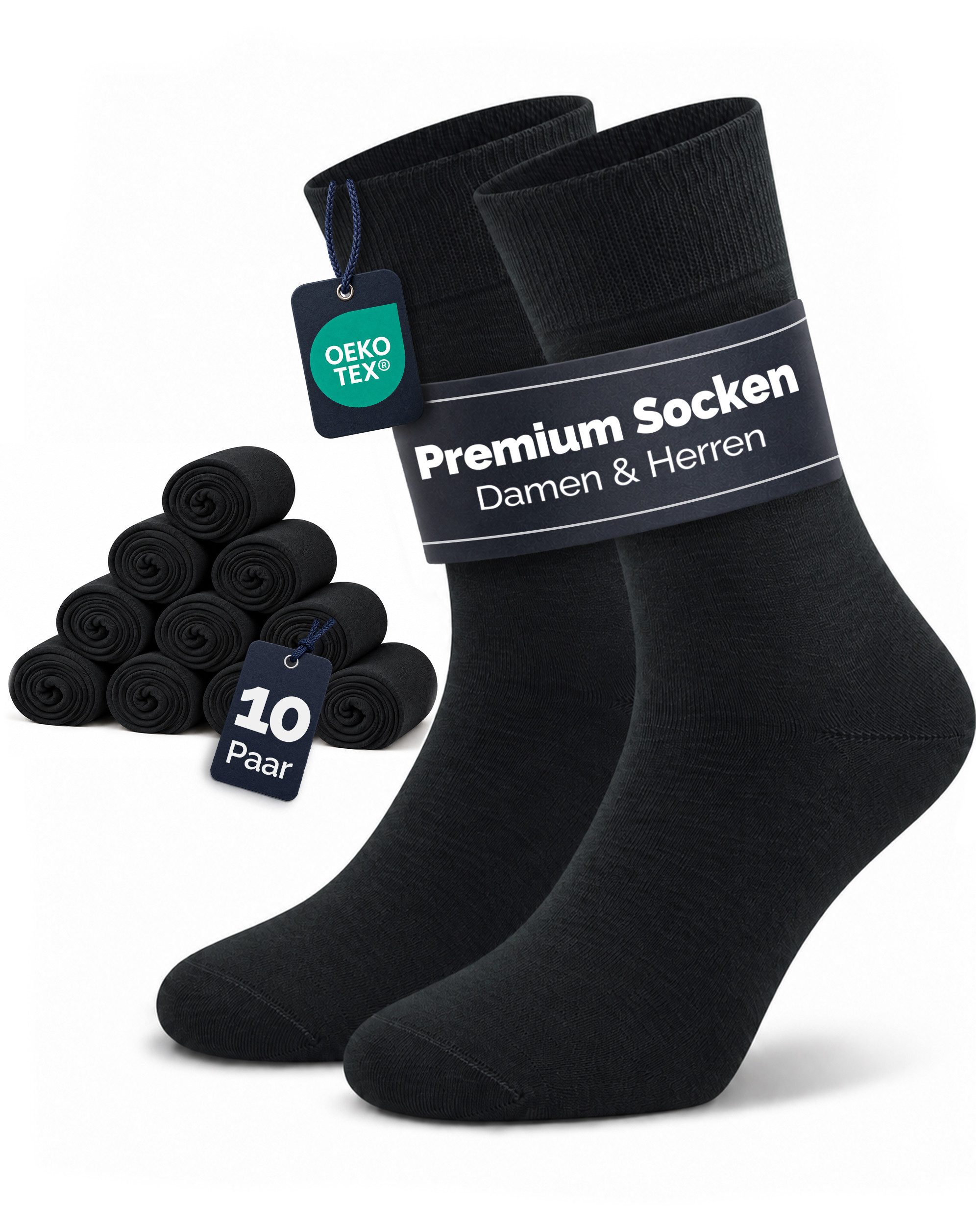 GAWILO Businesssocken für Damen & Herren aus hochwertiger Baumwolle ohne drückende Naht (10 Paar) Socken für den anspruchsvollen Alltag in schwarz, grau, blau und braun