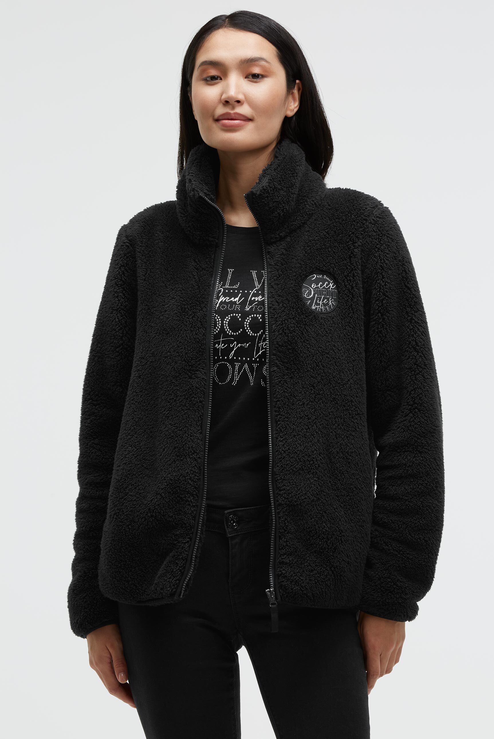 SOCCX Fleecejacke mit elastischem Saumabschluss günstig online kaufen