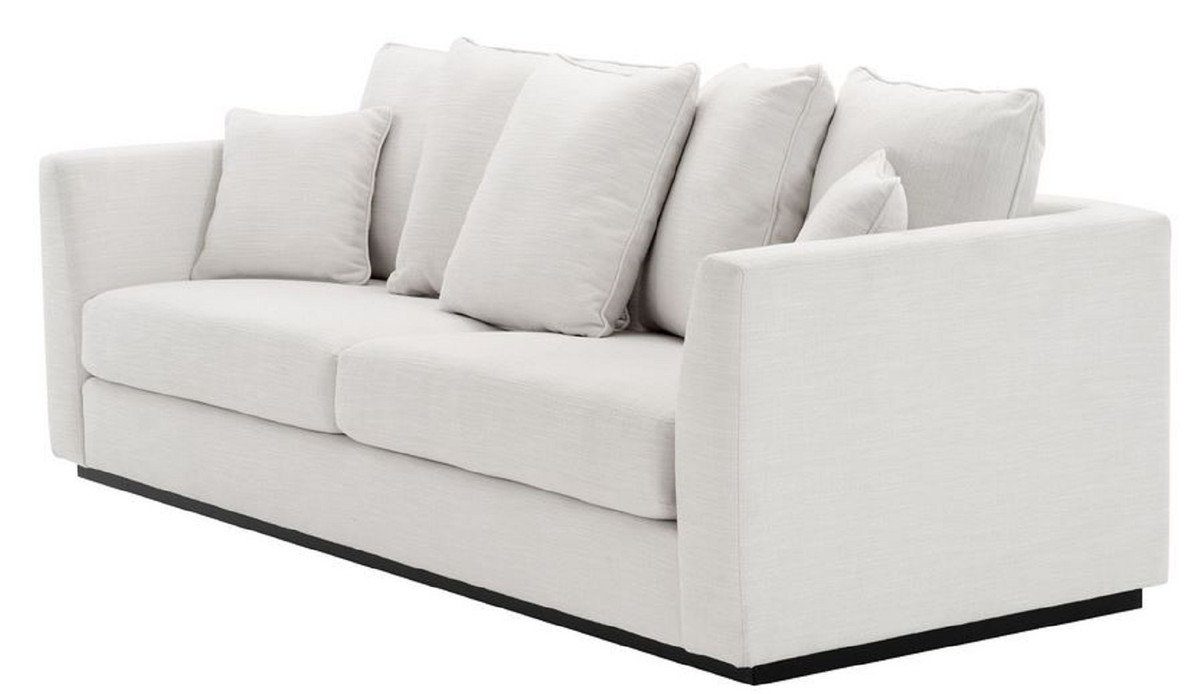 - - Sofa Padrino Luxus Casa Sofa Wohnzimmer / Weiß Couch x 100 Wohnzimmer Kissen Möbel Schwarz H. 90 7 x mit cm 255
