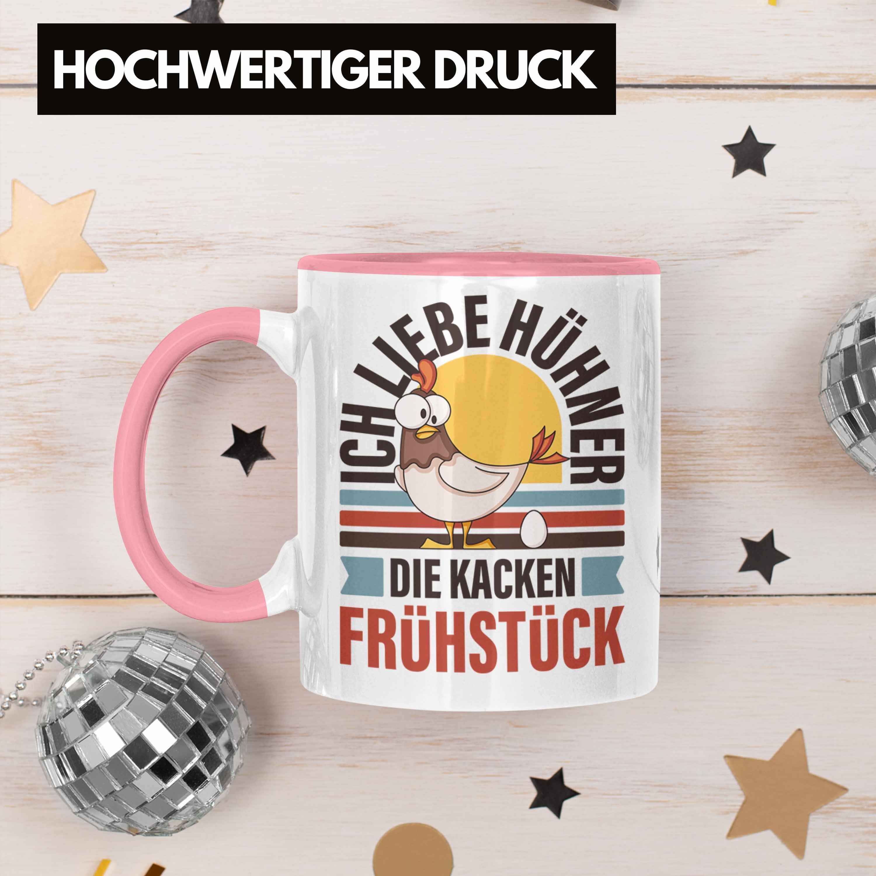 Trendation Tasse Tasse - Ich Kaffeetasse mit Hühner mit Kacken Liebe Trendation Die Spruch Hühner Frühstück Rosa Lustige Sprüchen