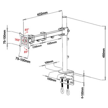 DMP Display Mount Pro LCD 352S Tischhalterung Monitor-Halterung, (bis 32,00 Zoll, max. 10kg neigbar schwenkbar höhenverstellbar VESA 75/100)