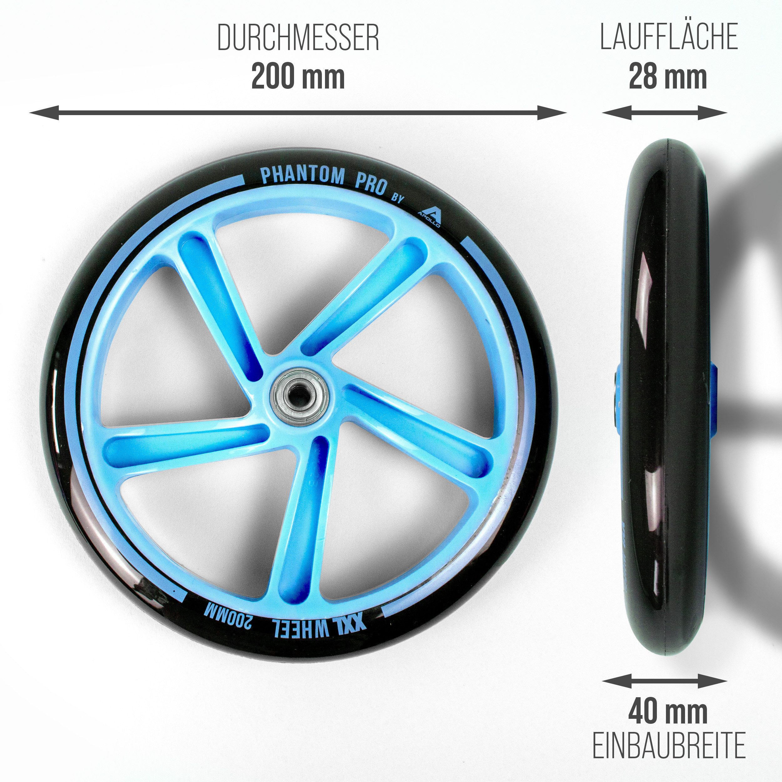 Apollo Scooter City Scooter 200mm Ersatzräder, auch als LED-Rollen erhältlich, auch in LED-Ausführung erhältlich – Bild 4 von 5