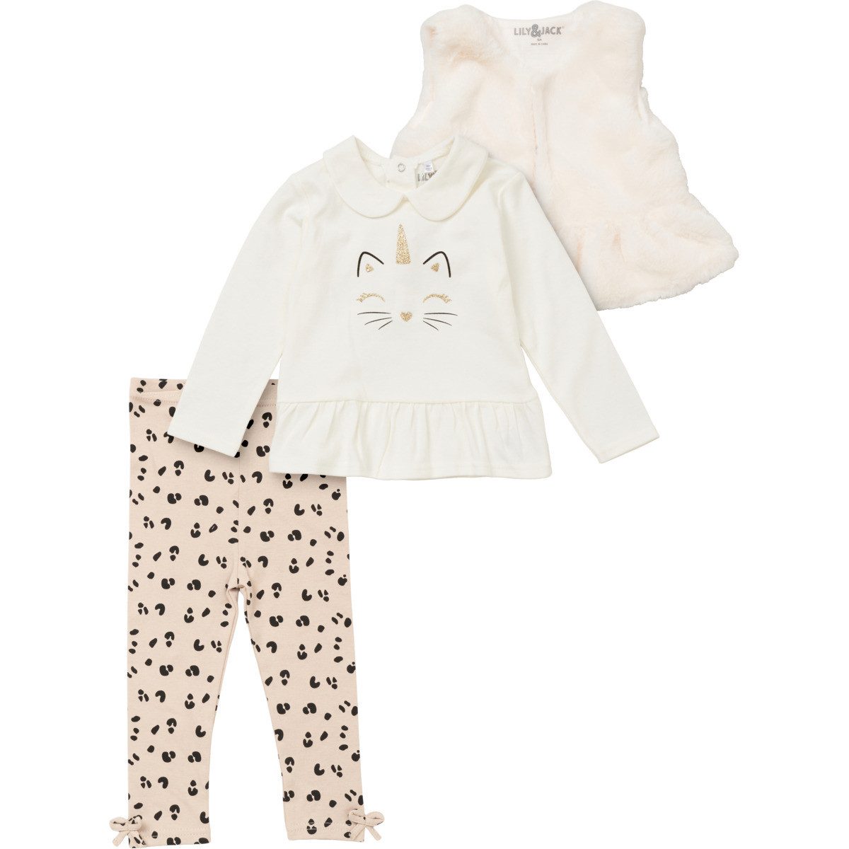 Lily & Jack Body Katze Mädchen (3-tlg) Geschenkset, Erstausstattungsset, Babyerstausstattung, Baby Outfit